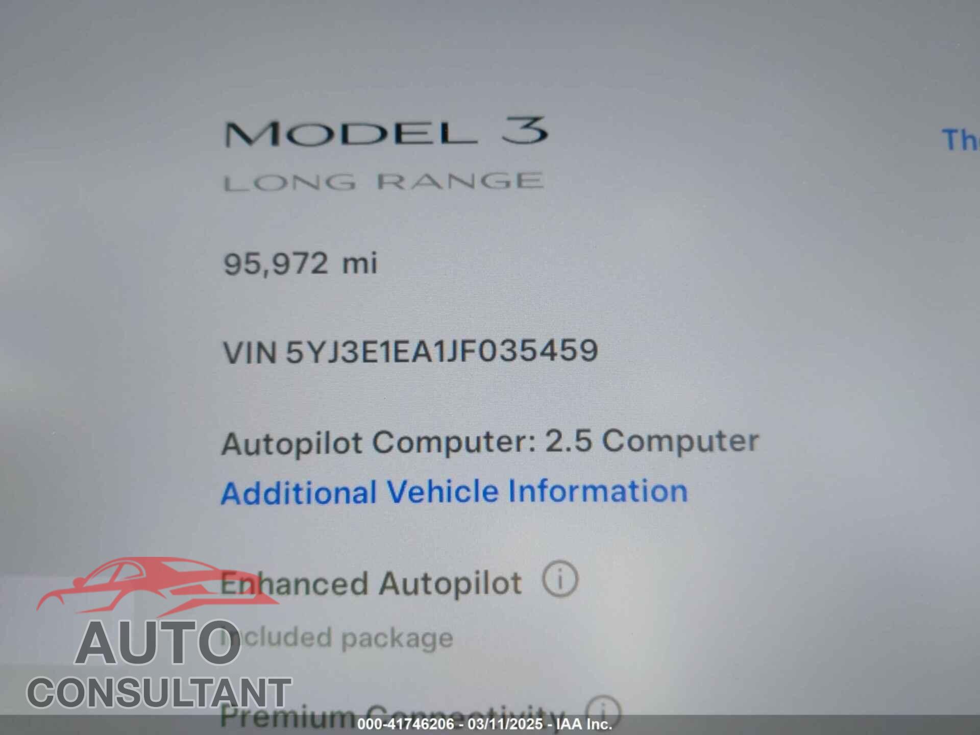 TESLA MODEL 3 2018 - 5YJ3E1EA1JF035459