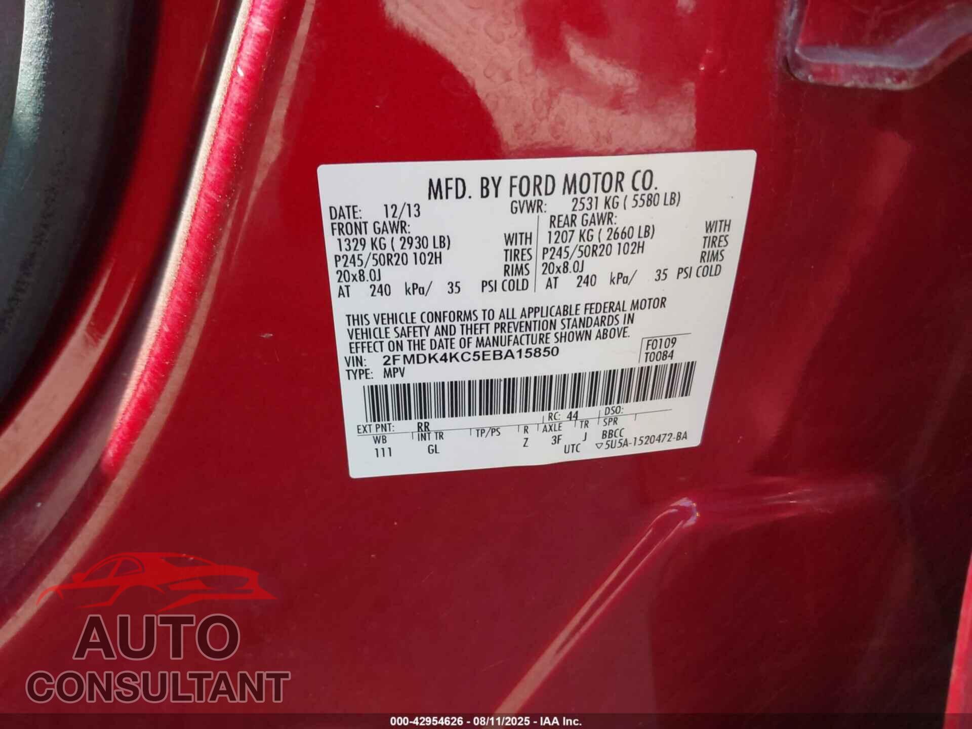 FORD EDGE 2014 - 2FMDK4KC5EBA15850