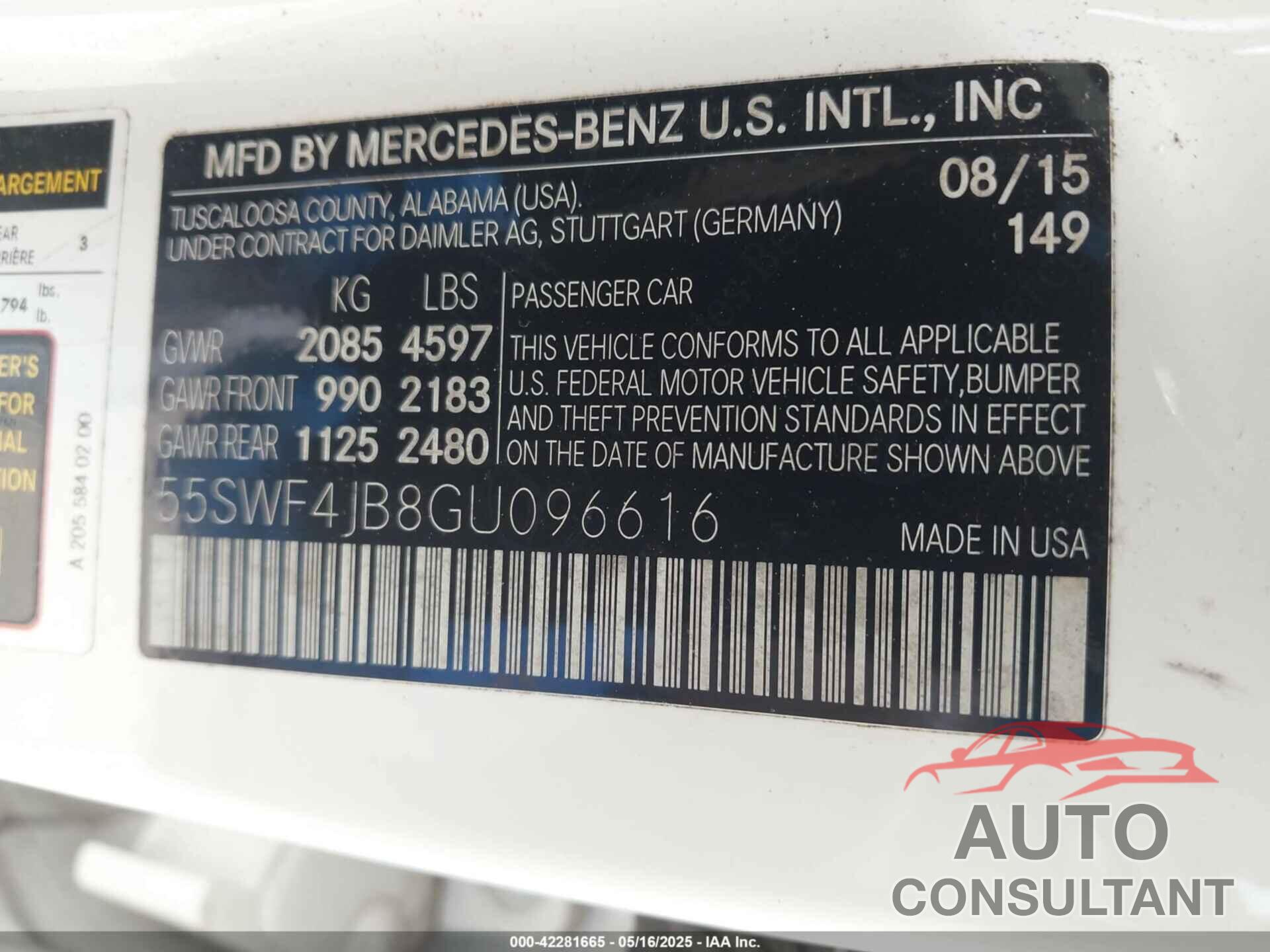 MERCEDES-BENZ C 300 2016 - 55SWF4JB8GU096616