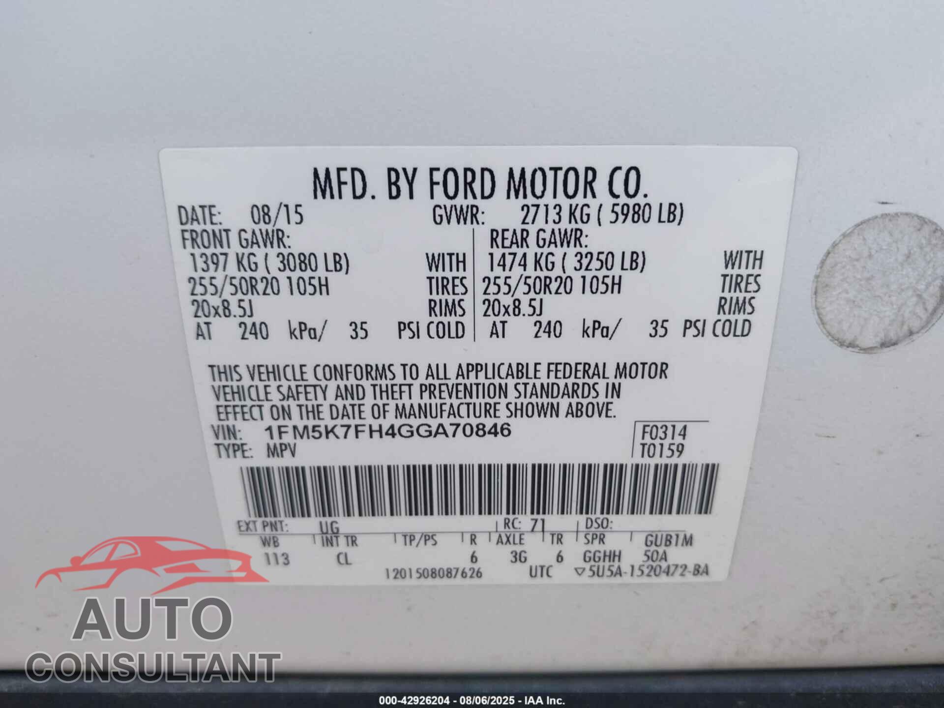 FORD EXPLORER 2016 - 1FM5K7FH4GGA70846