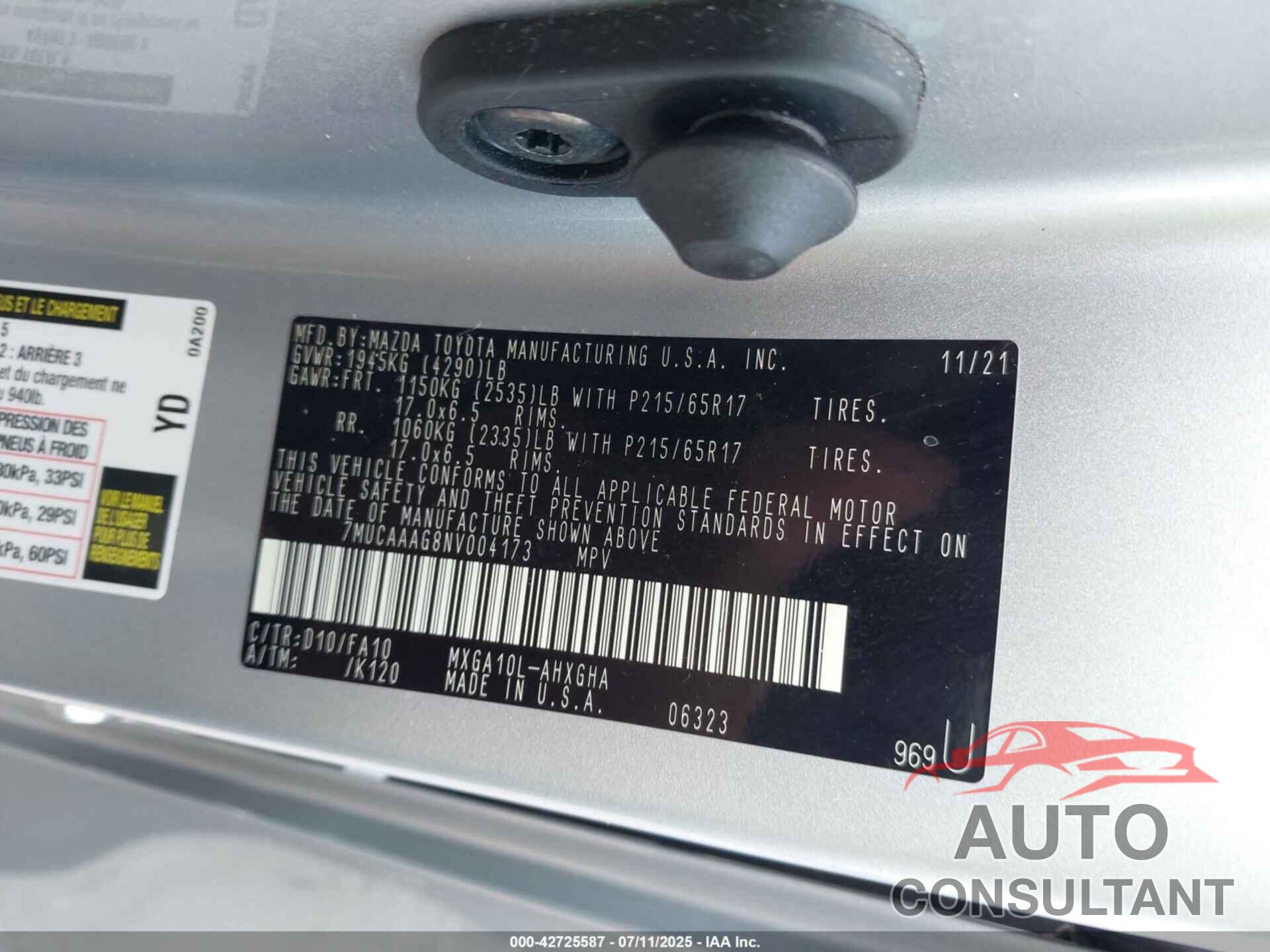 TOYOTA COROLLA CROSS 2022 - 7MUCAAAG8NV004173