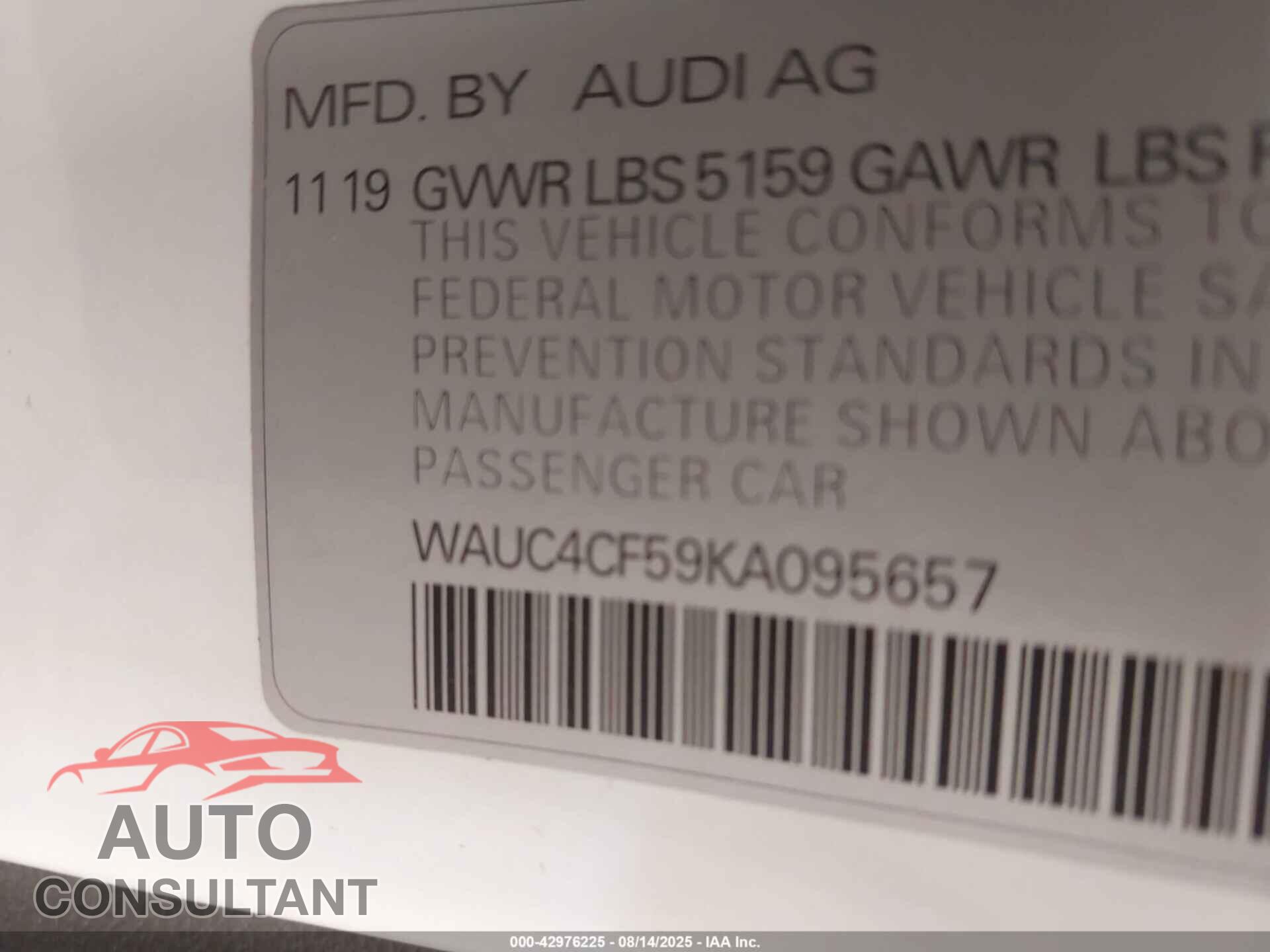 AUDI S5 2019 - WAUC4CF59KA095657