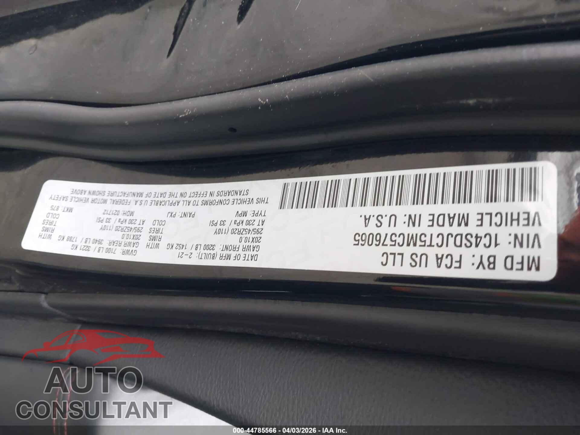 DODGE DURANGO 2021 - 1C4SDJCT5MC576065