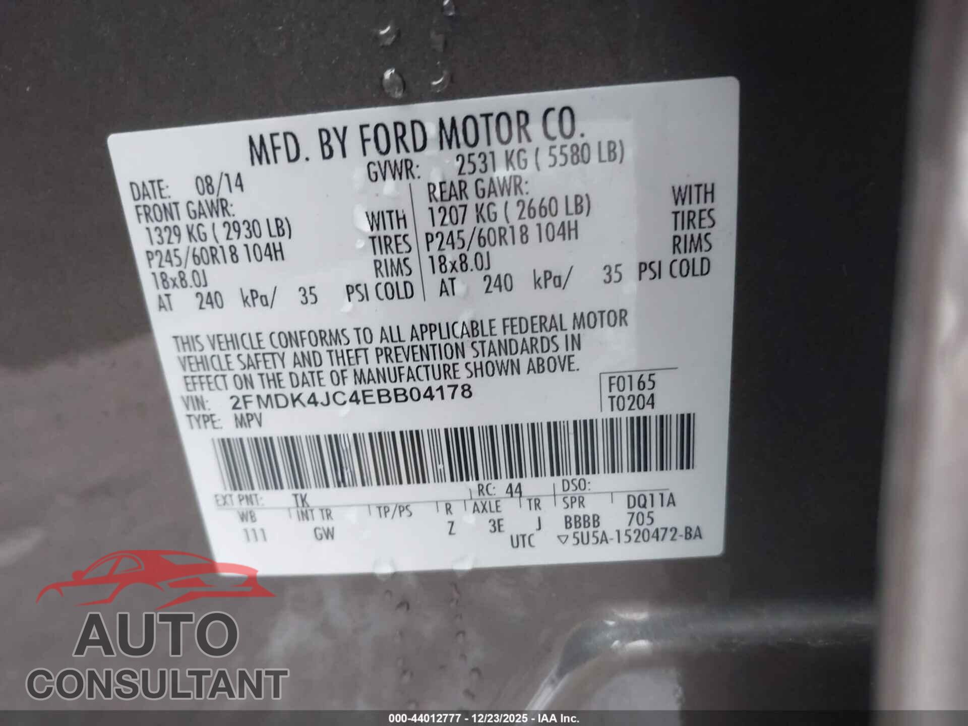 FORD EDGE 2014 - 2FMDK4JC4EBB04178