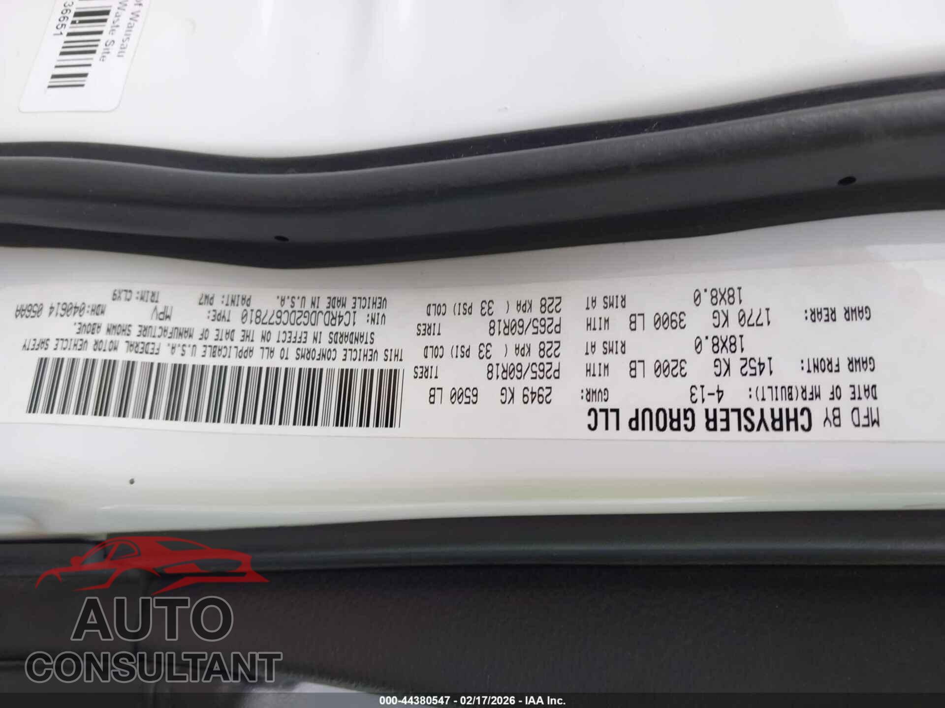 DODGE DURANGO 2013 - 1C4RDJDG2DC677810