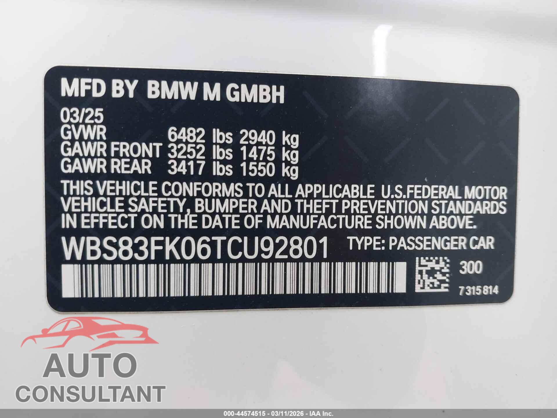 BMW M5 2026 - WBS83FK06TCU92801