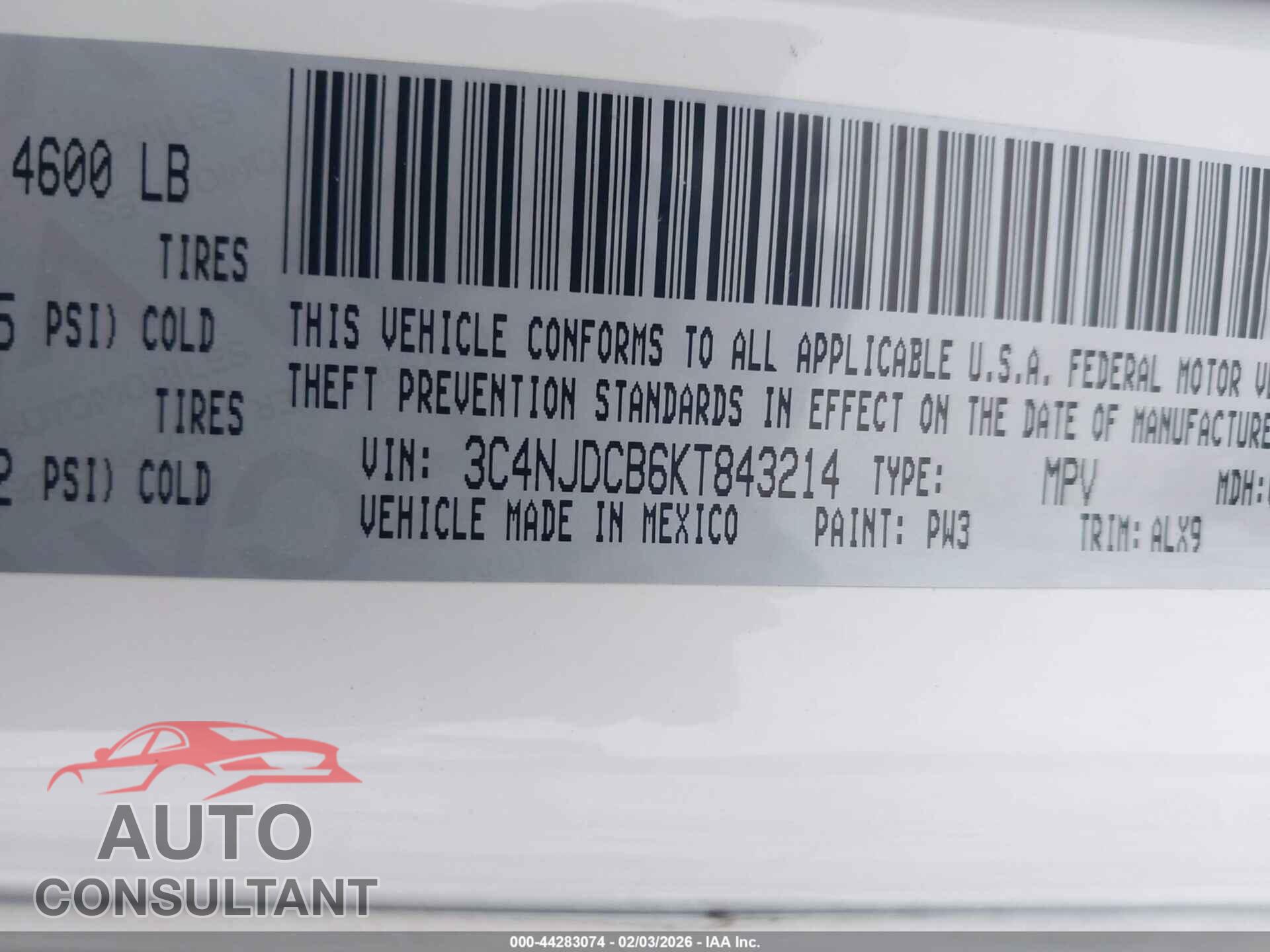JEEP COMPASS 2019 - 3C4NJDCB6KT843214