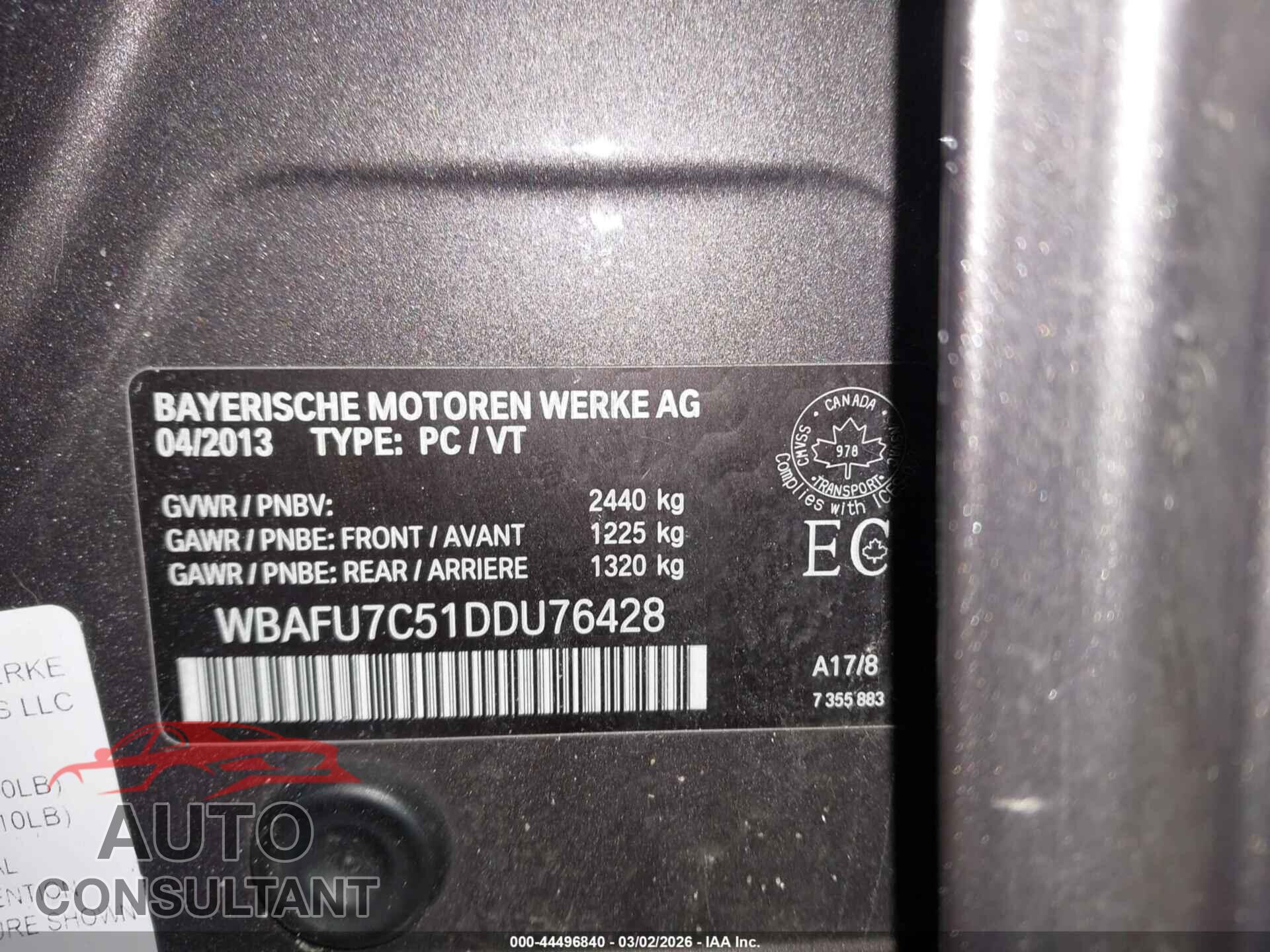 BMW 535I 2013 - WBAFU7C51DDU76428