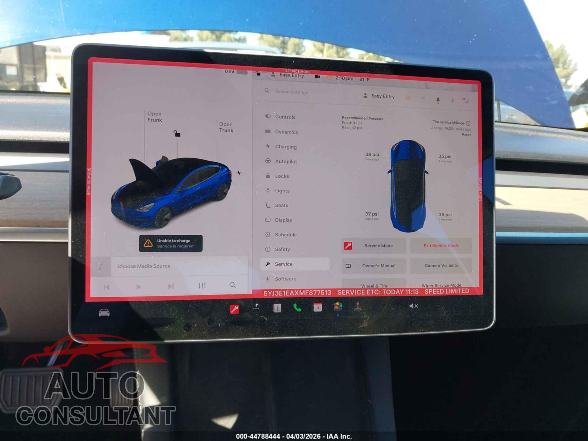 TESLA MODEL 3 2021 - 5YJ3E1EAXMF877513