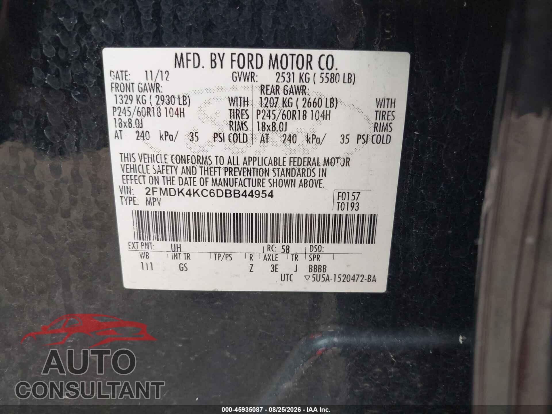FORD EDGE 2013 - 2FMDK4KC6DBB44954