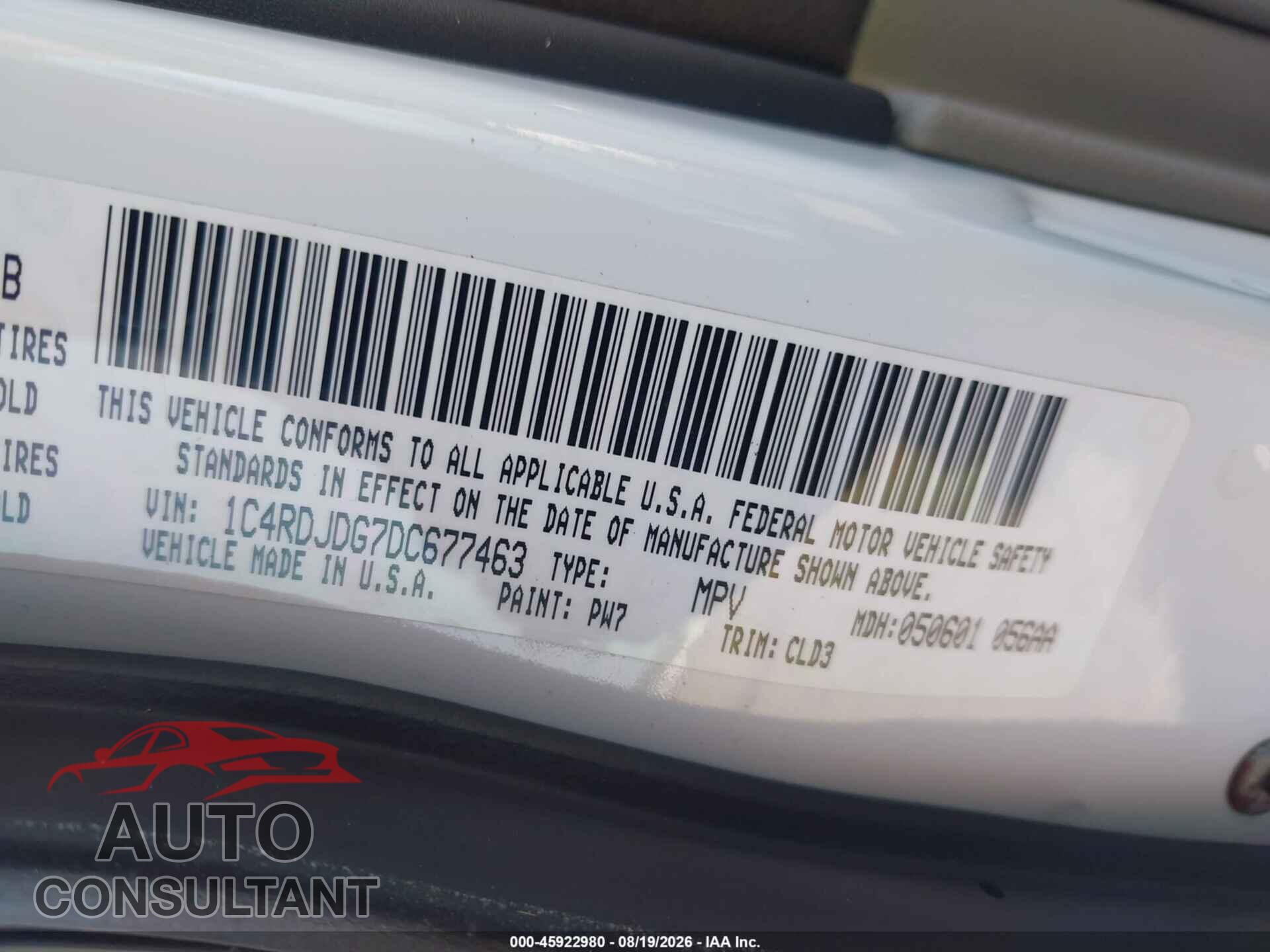 DODGE DURANGO 2013 - 1C4RDJDG7DC677463