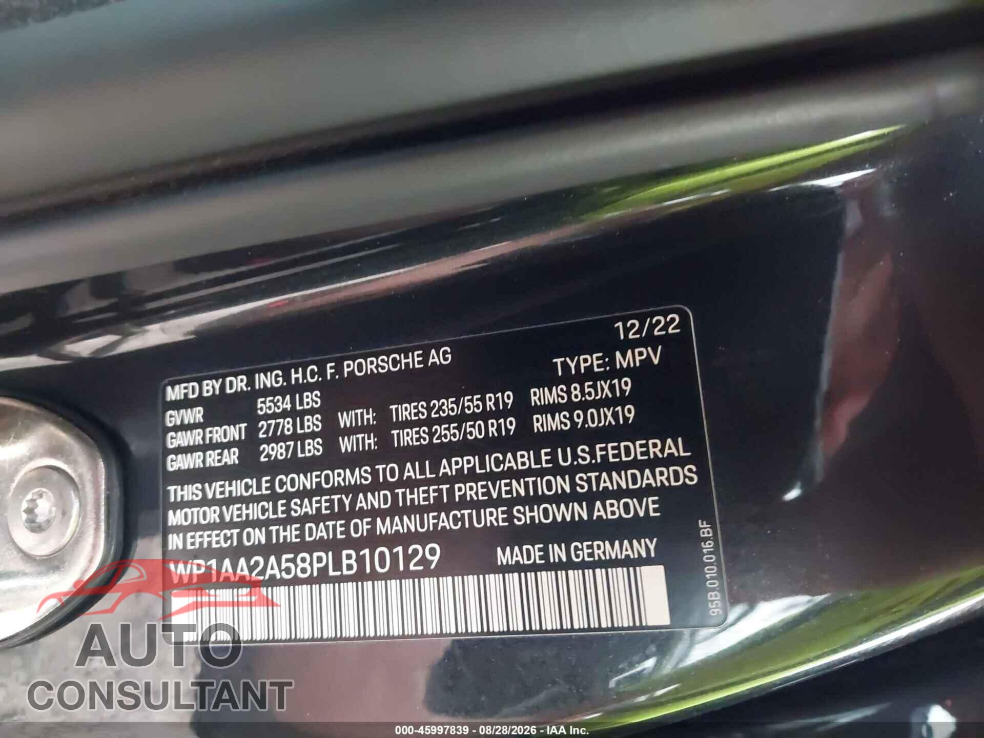PORSCHE MACAN 2023 - WP1AA2A58PLB10129