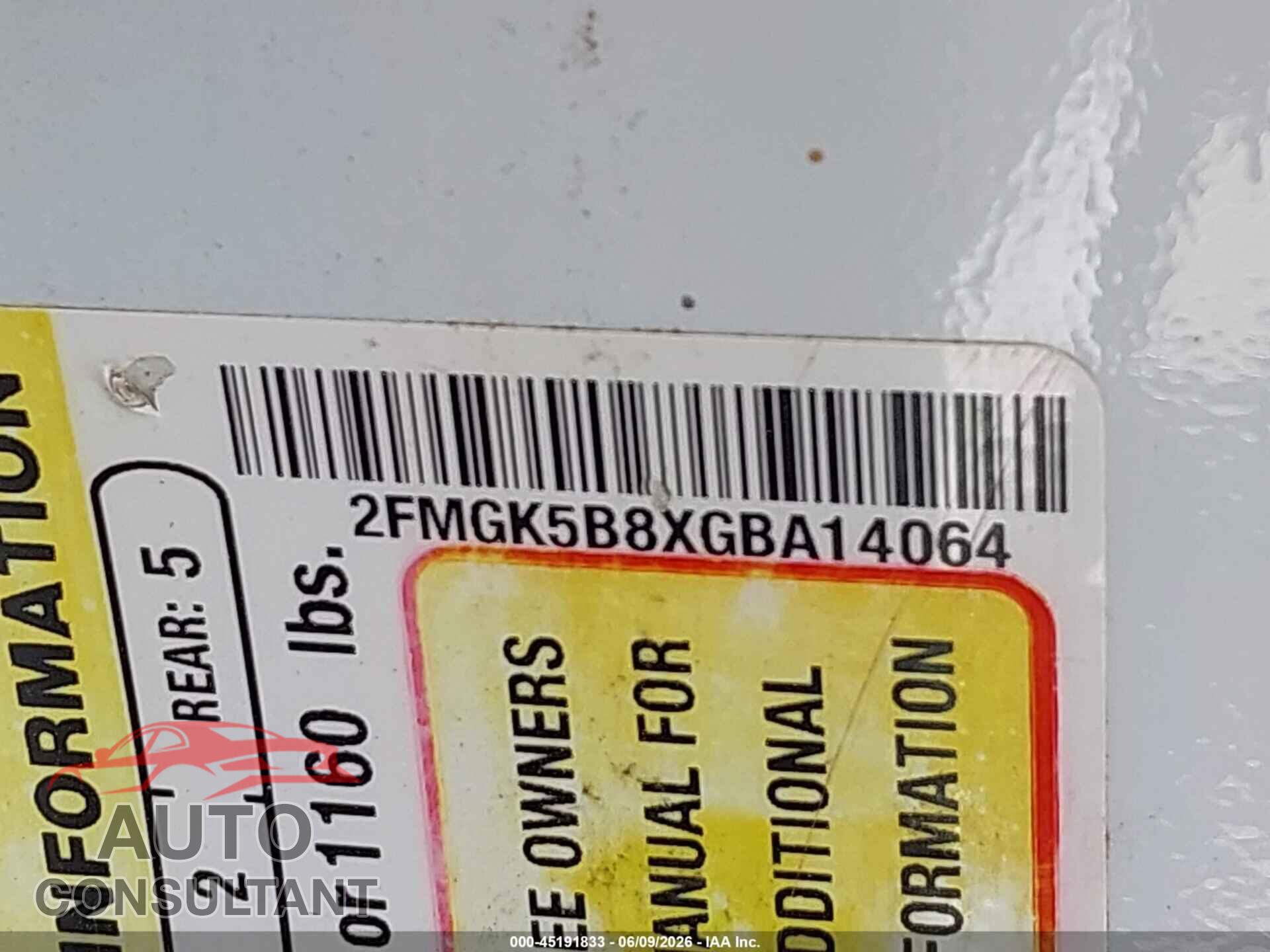 FORD FLEX 2016 - 2FMGK5B8XGBA14064
