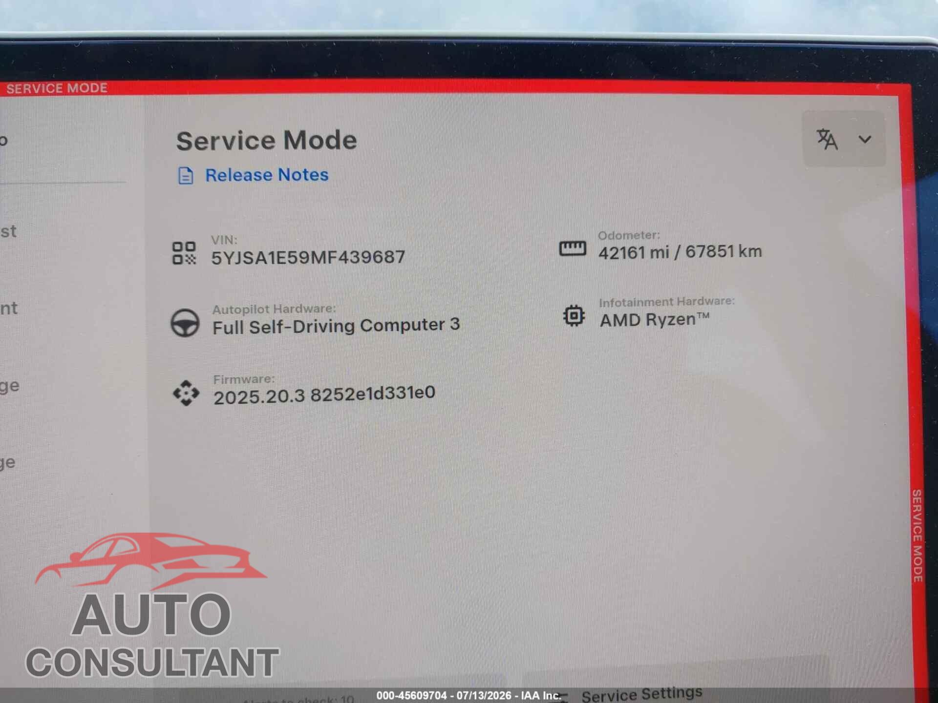 TESLA MODEL S 2021 - 5YJSA1E59MF439687