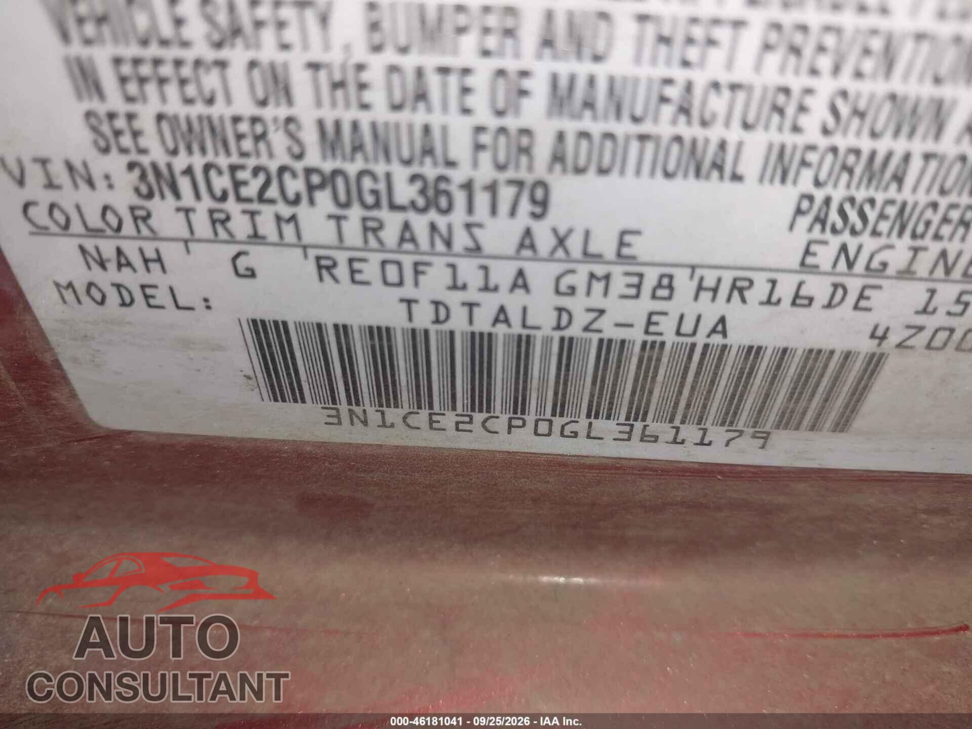NISSAN VERSA NOTE 2016 - 3N1CE2CP0GL361179