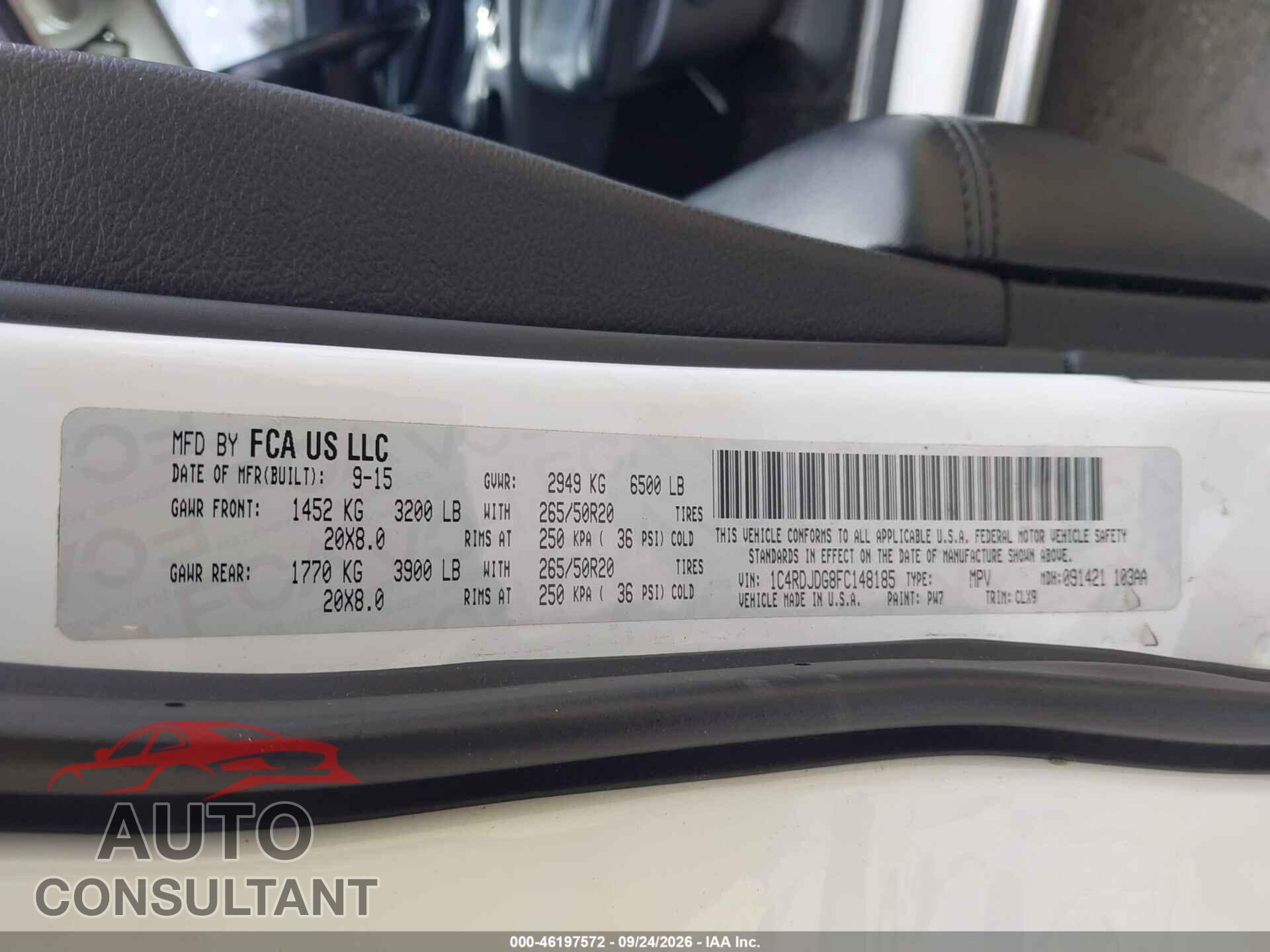 DODGE DURANGO 2015 - 1C4RDJDG8FC148185