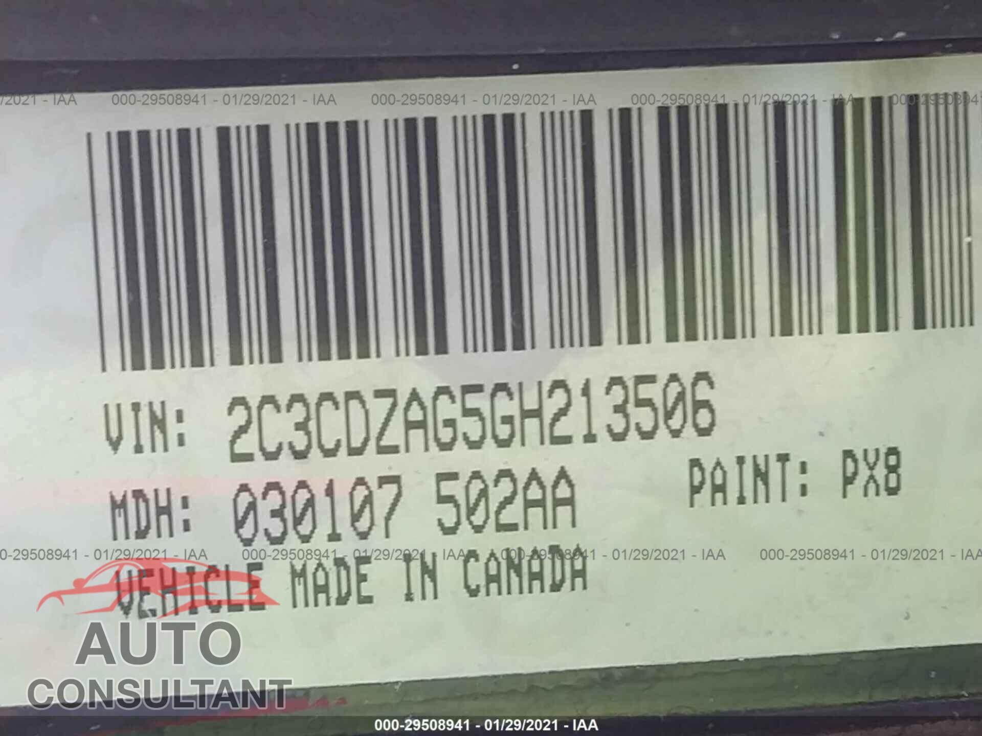 DODGE CHALLENGER 2016 - 2C3CDZAG5GH213506