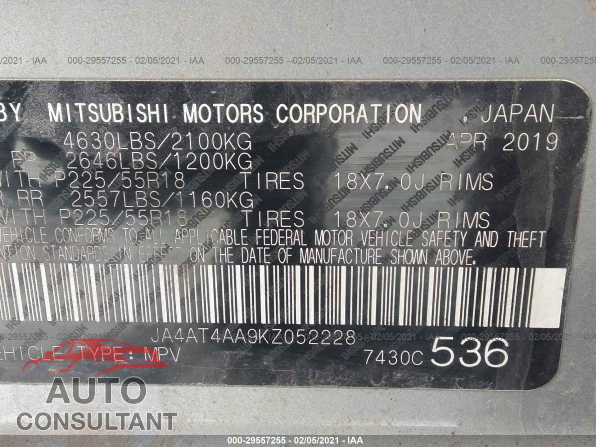 MITSUBISHI ECLIPSE CROSS 2019 - JA4AT4AA9KZ052228