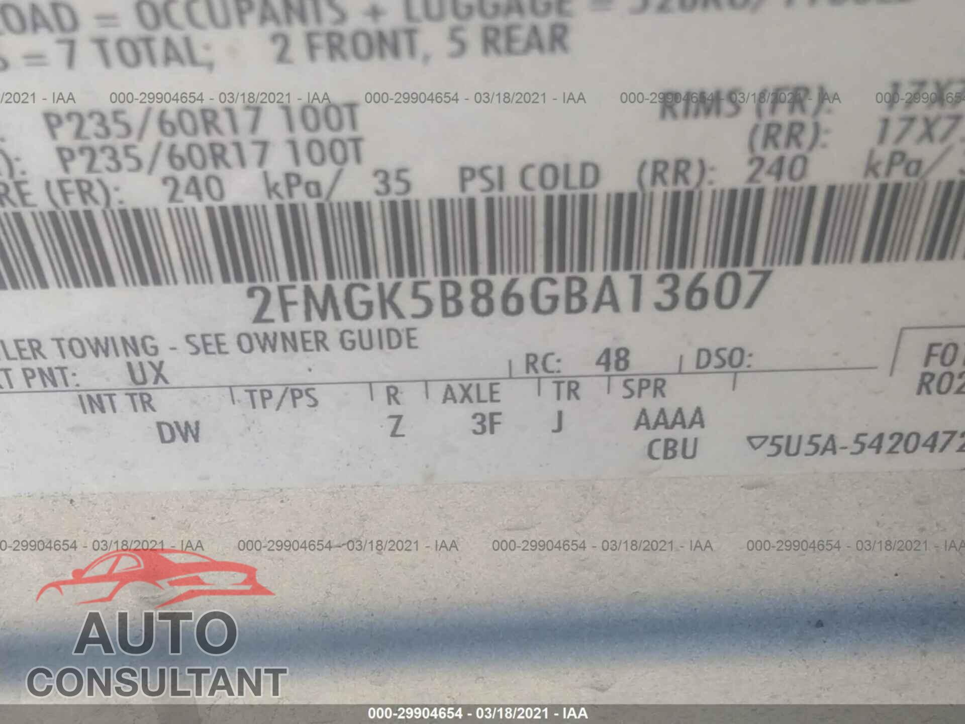 FORD FLEX 2016 - 2FMGK5B86GBA13607