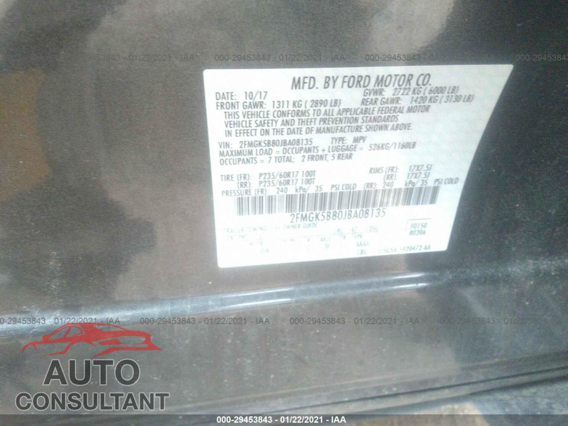 FORD FLEX 2018 - 2FMGK5B80JBA08135