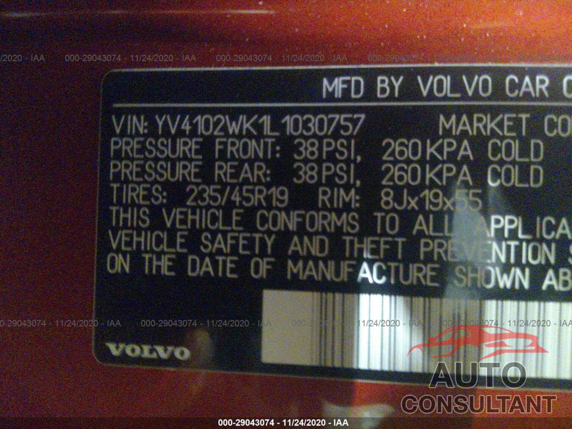 VOLVO V60 CROSS COUNTRY 2020 - YV4102WK1L1030757