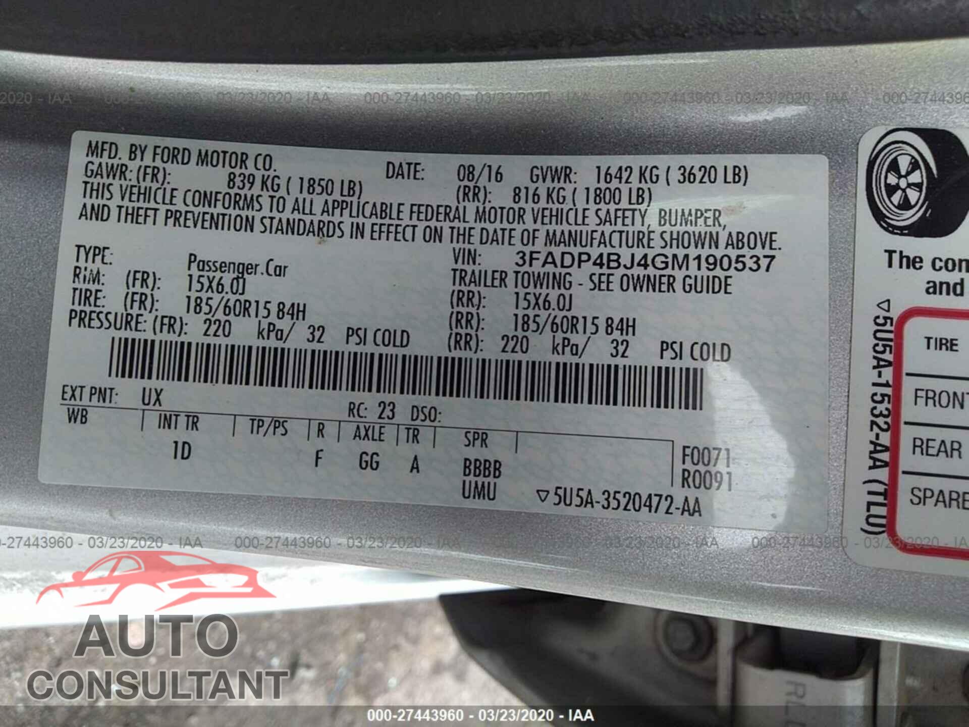 Ford Fiesta 2016 - 3FADP4BJ4GM190537