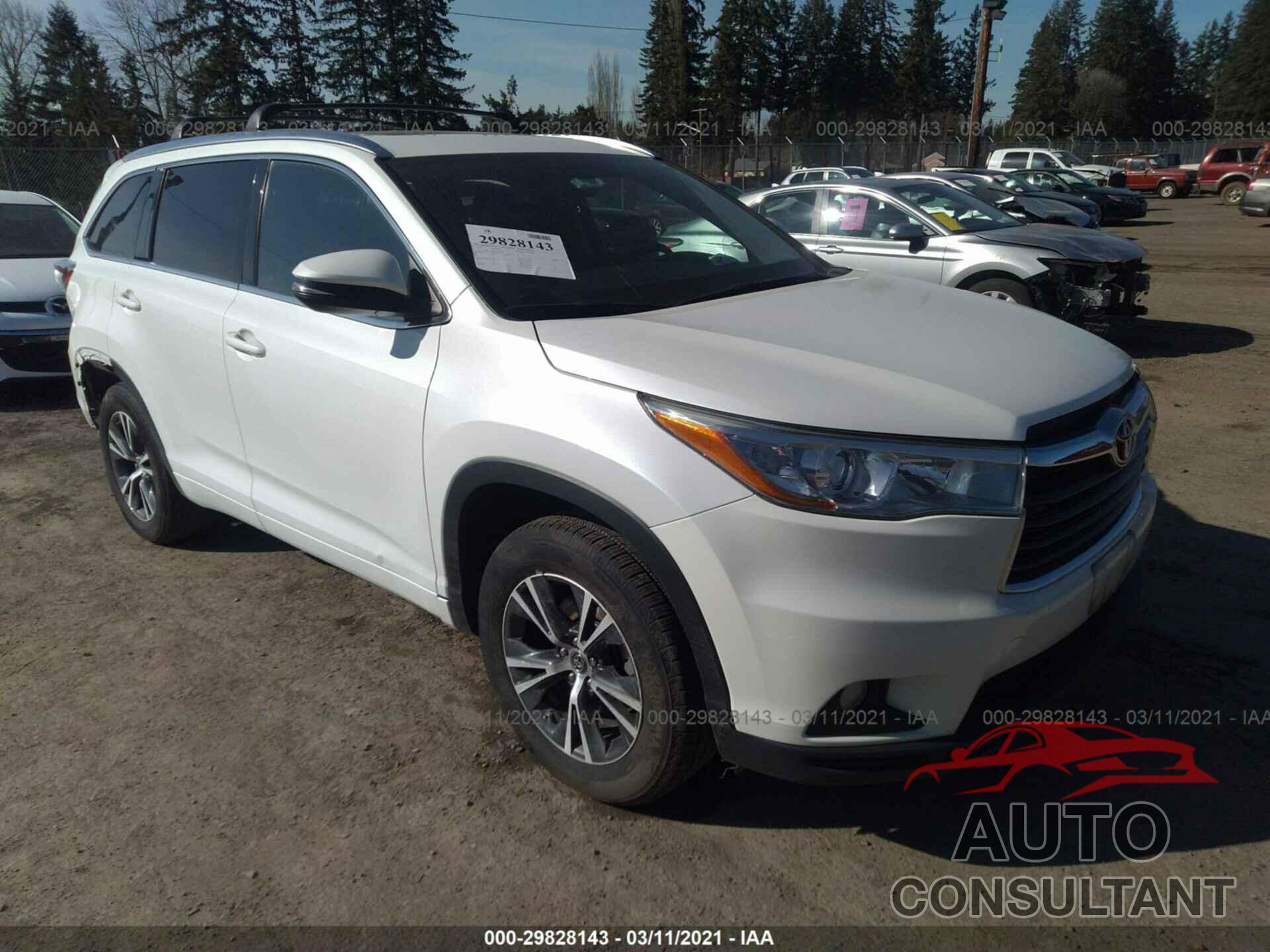 TOYOTA HIGHLANDER 2016 - 5TDJKRFHXGS326444