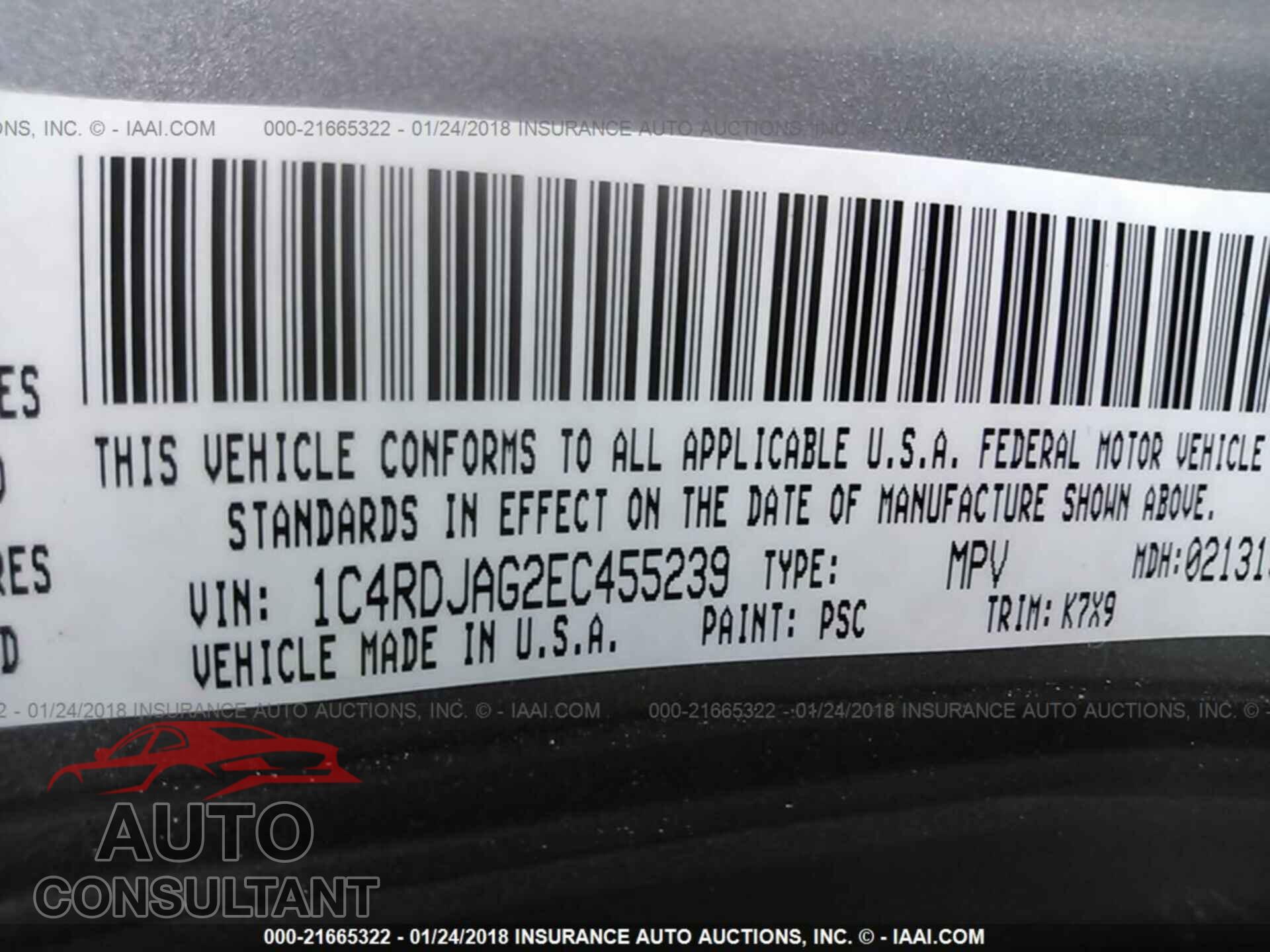 Dodge Durango 2014 - 1C4RDJAG2EC455239