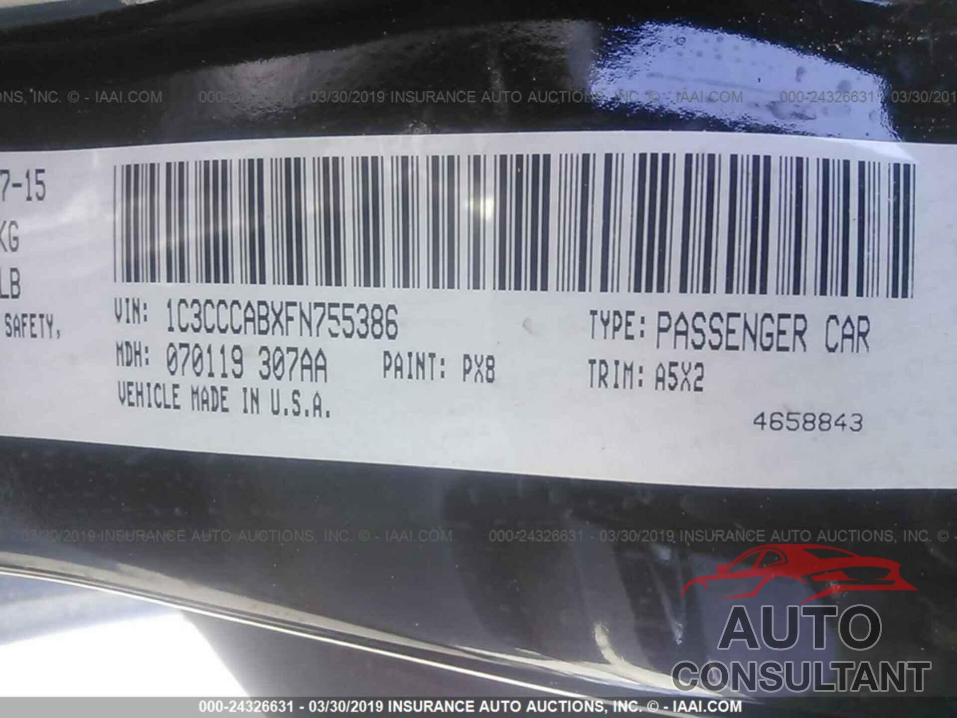 CHRYSLER 200 2015 - 1C3CCCABXFN755386