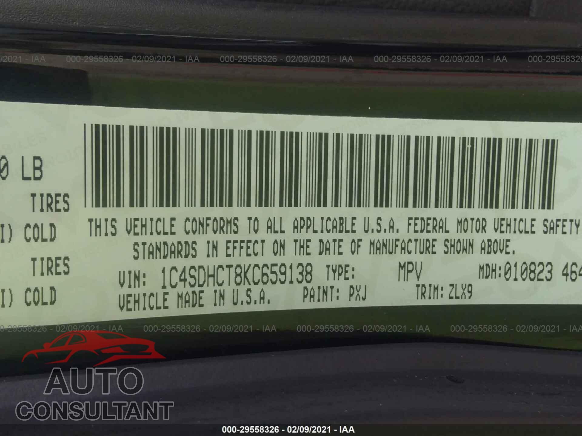 DODGE DURANGO 2019 - 1C4SDHCT8KC659138