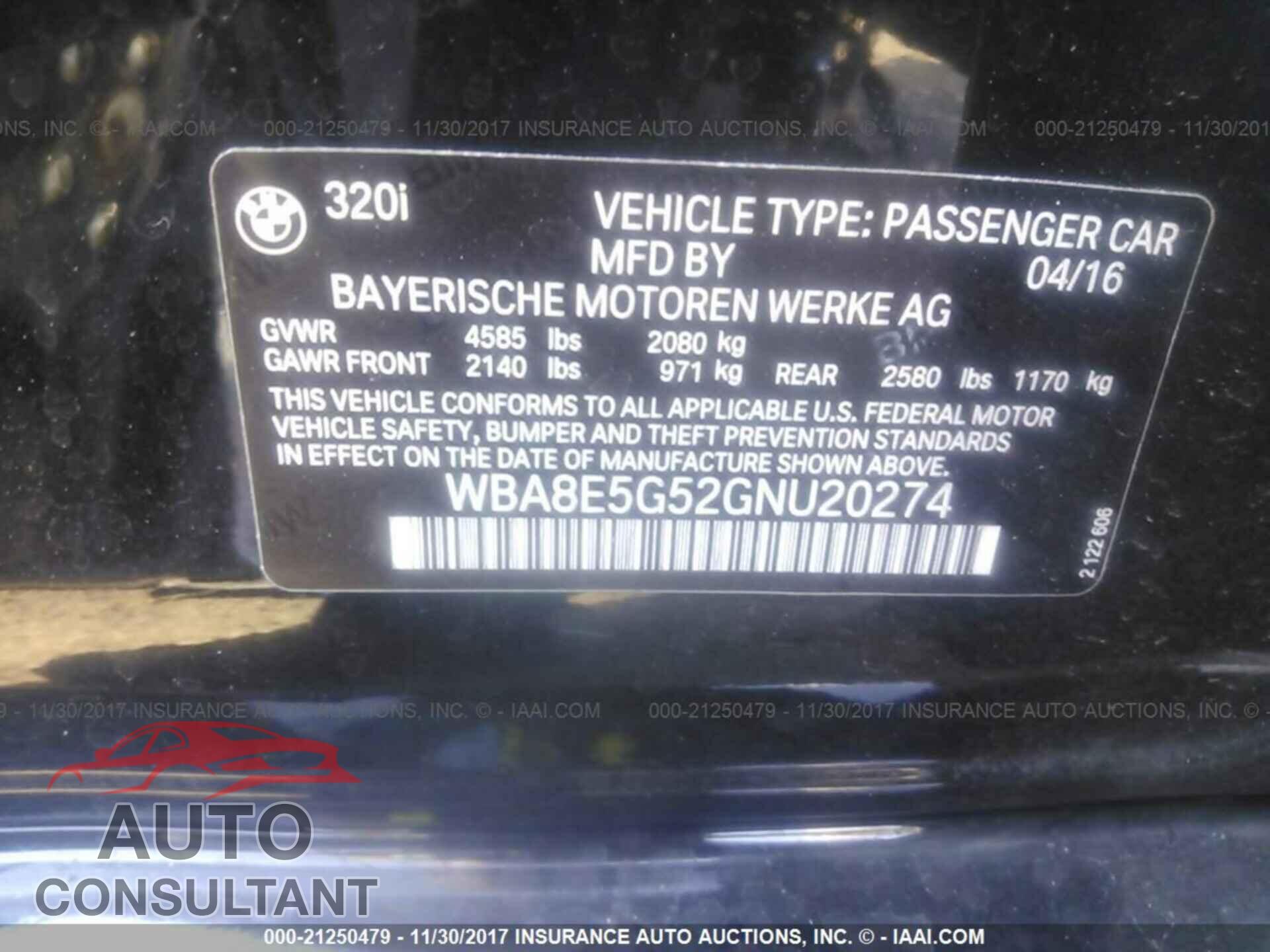 Bmw 320 2016 - WBA8E5G52GNU20274