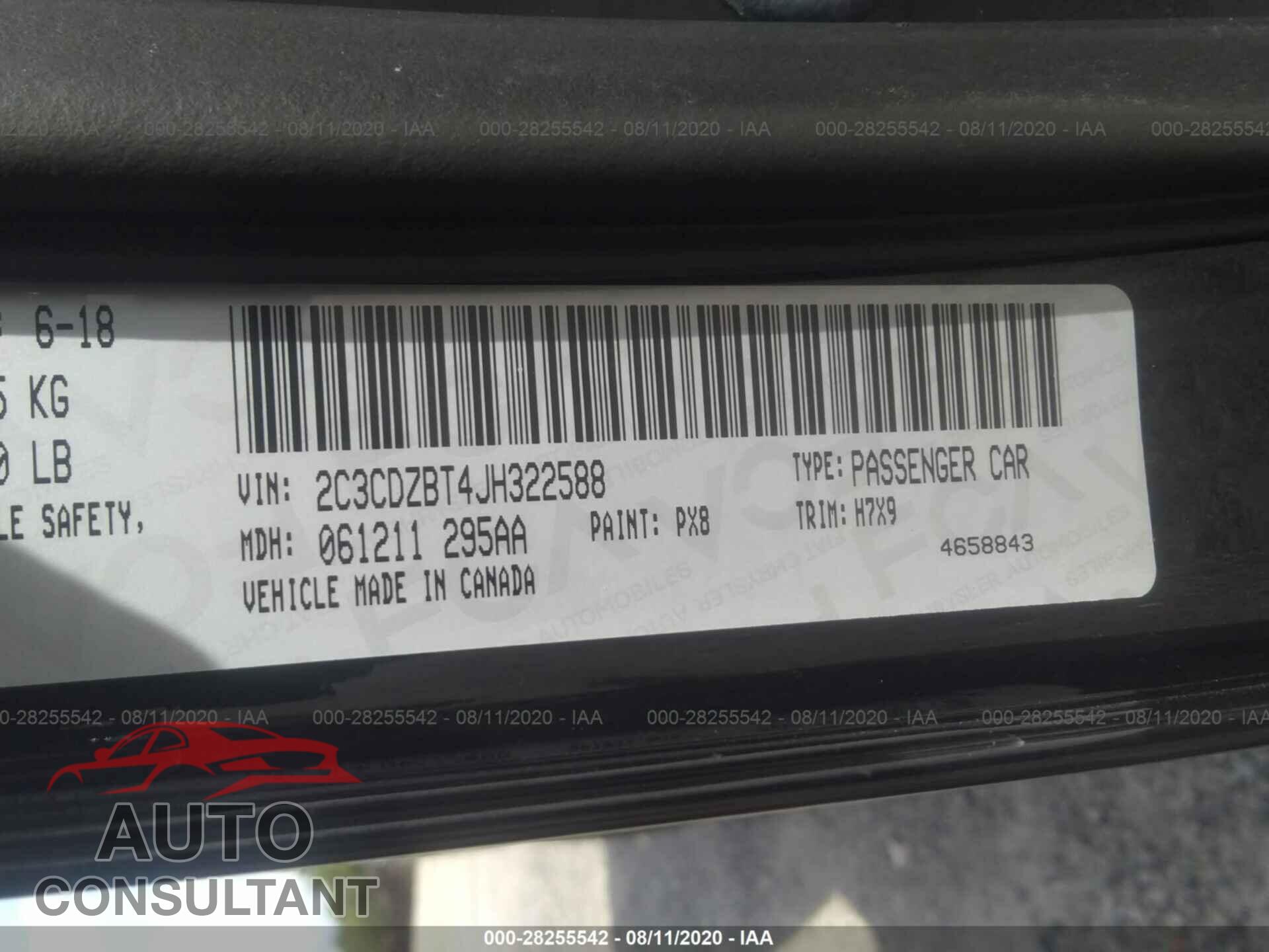DODGE CHALLENGER 2018 - 2C3CDZBT4JH322588