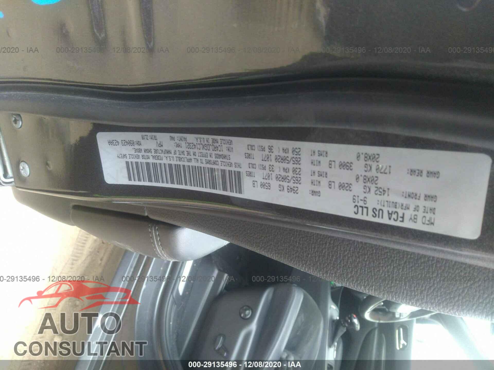 DODGE DURANGO 2020 - 1C4RDJDGXLC142321