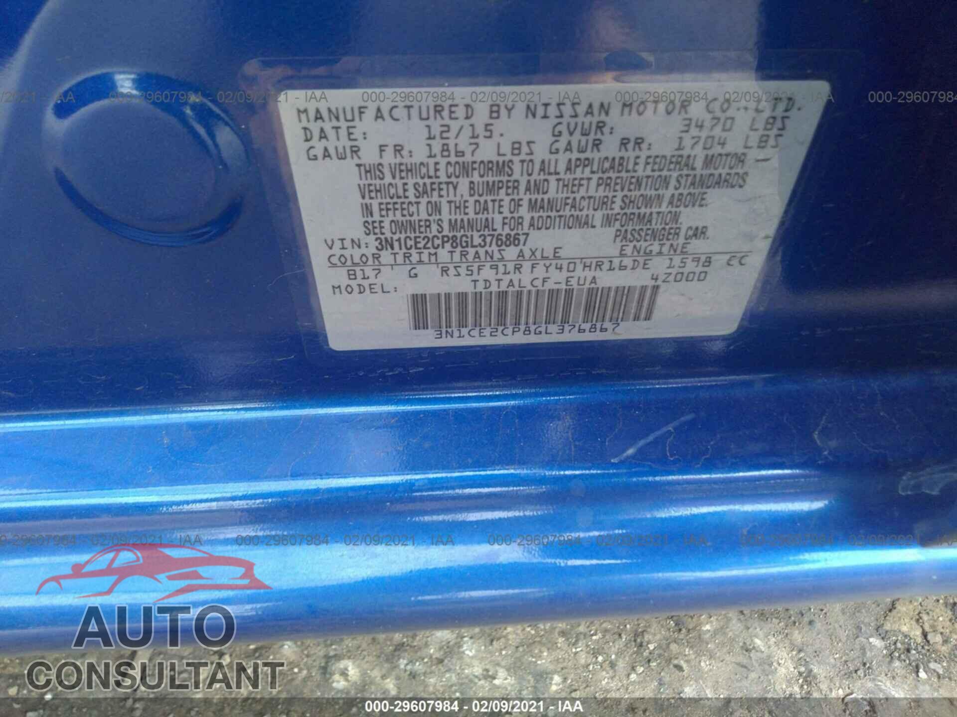 NISSAN VERSA NOTE 2016 - 3N1CE2CP8GL376867