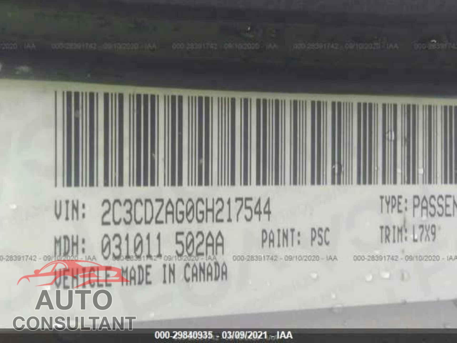 DODGE CHALLENGER 2016 - 2C3CDZAG0GH217544