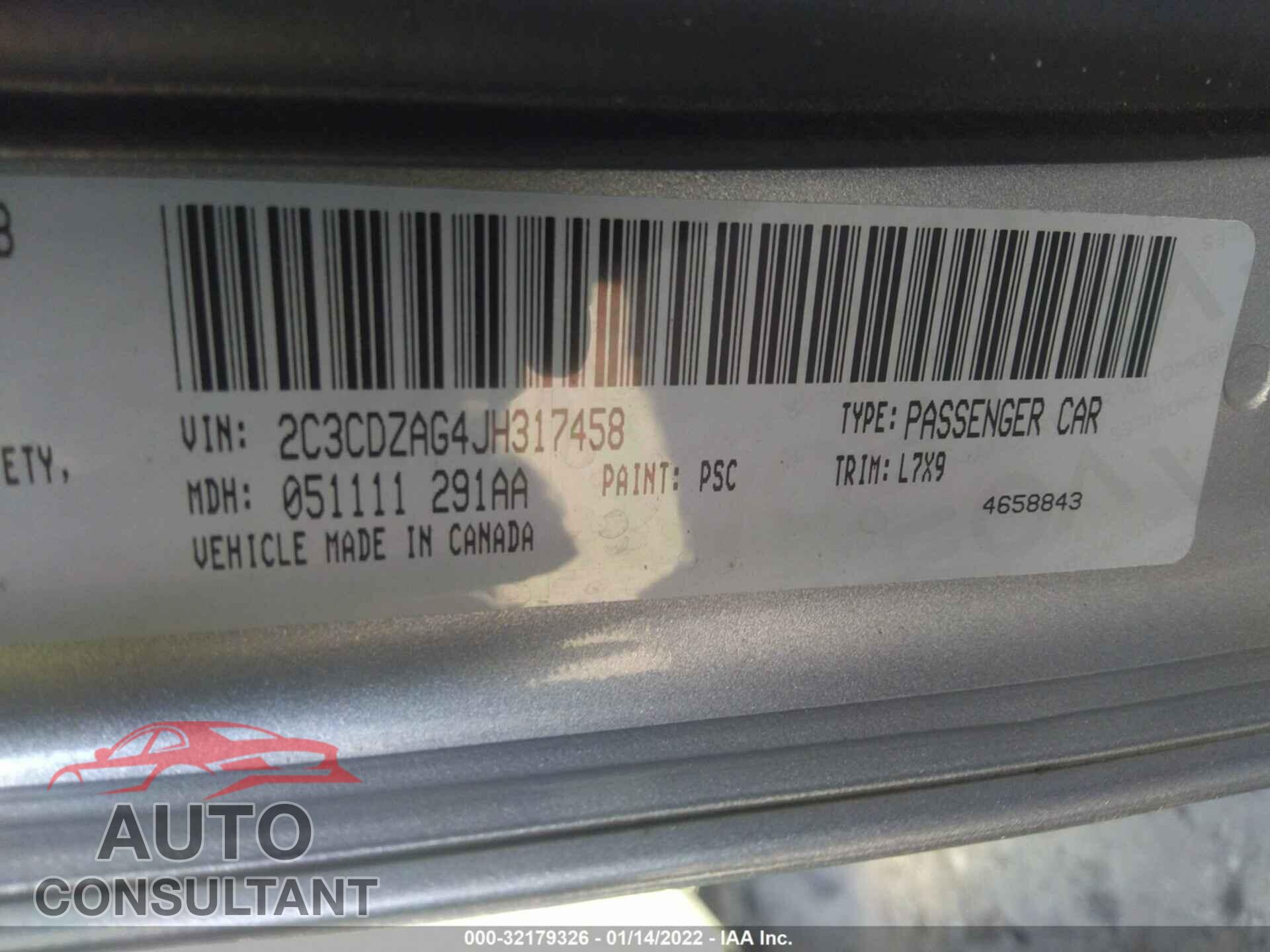 DODGE CHALLENGER 2018 - 2C3CDZAG4JH317458