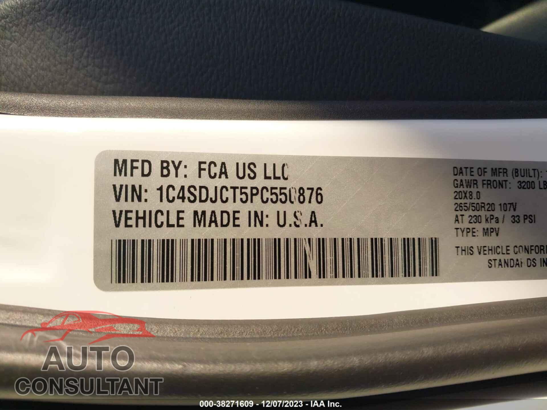 DODGE DURANGO 2023 - 1C4SDJCT5PC550876