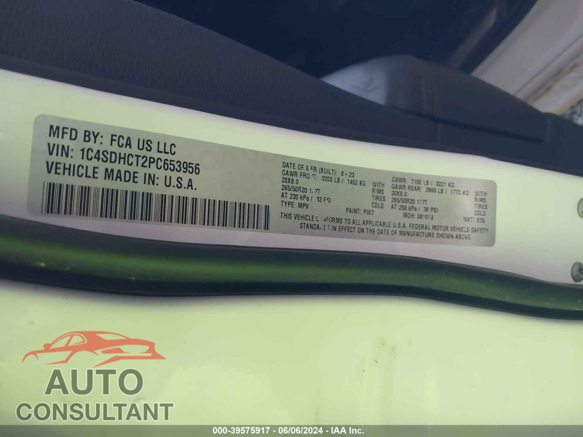 DODGE DURANGO 2023 - 1C4SDHCT2PC653956