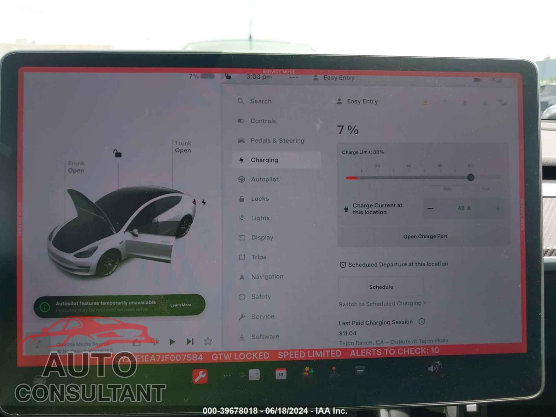 TESLA MODEL 3 2018 - 5YJ3E1EA7JF007584