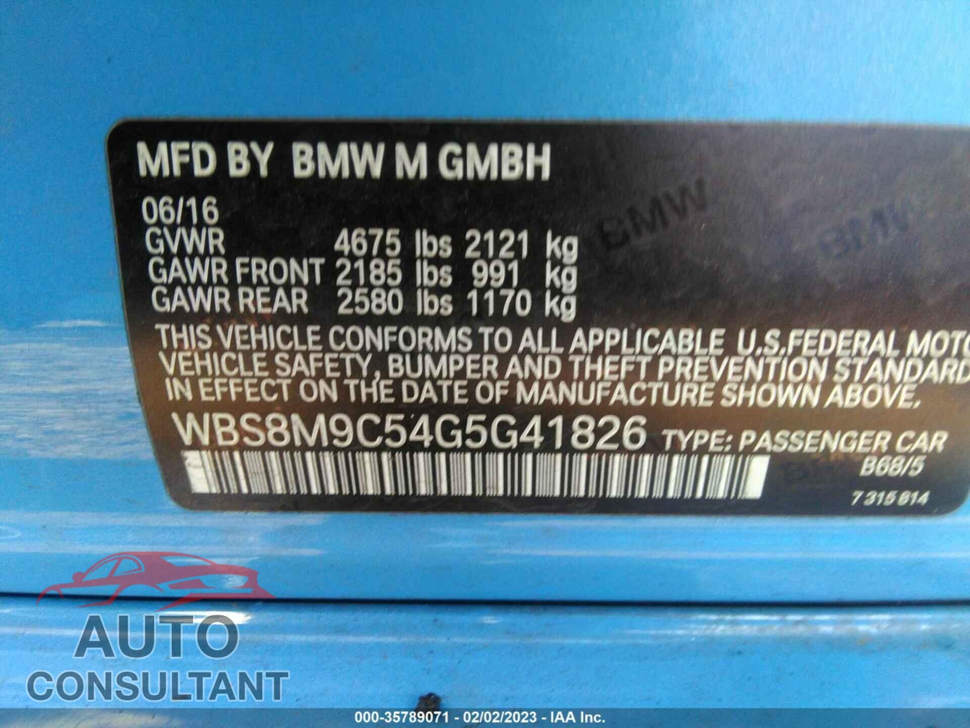 BMW M3 2016 - WBS8M9C54G5G41826