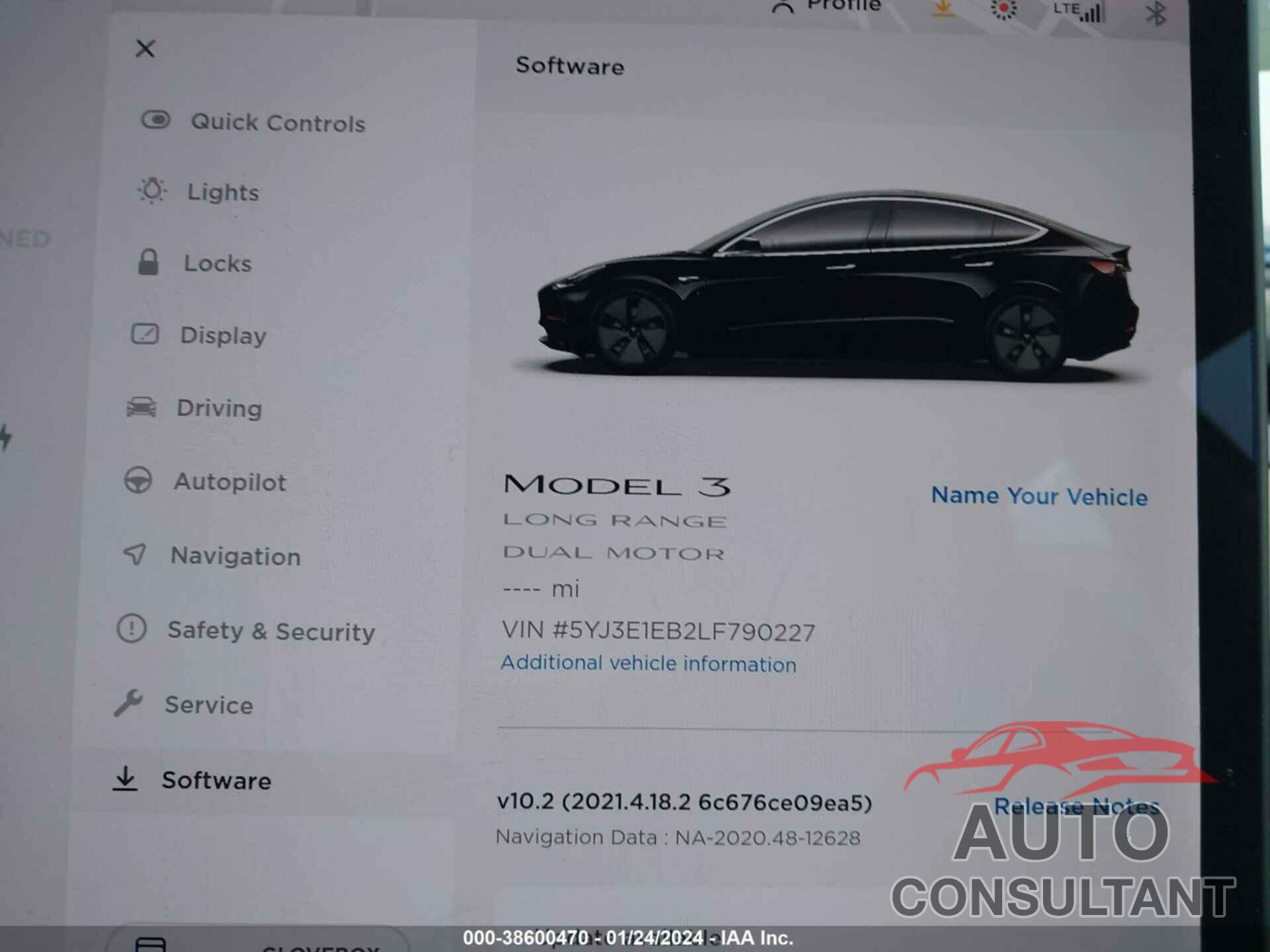 TESLA MODEL 3 2020 - 5YJ3E1EB2LF790227