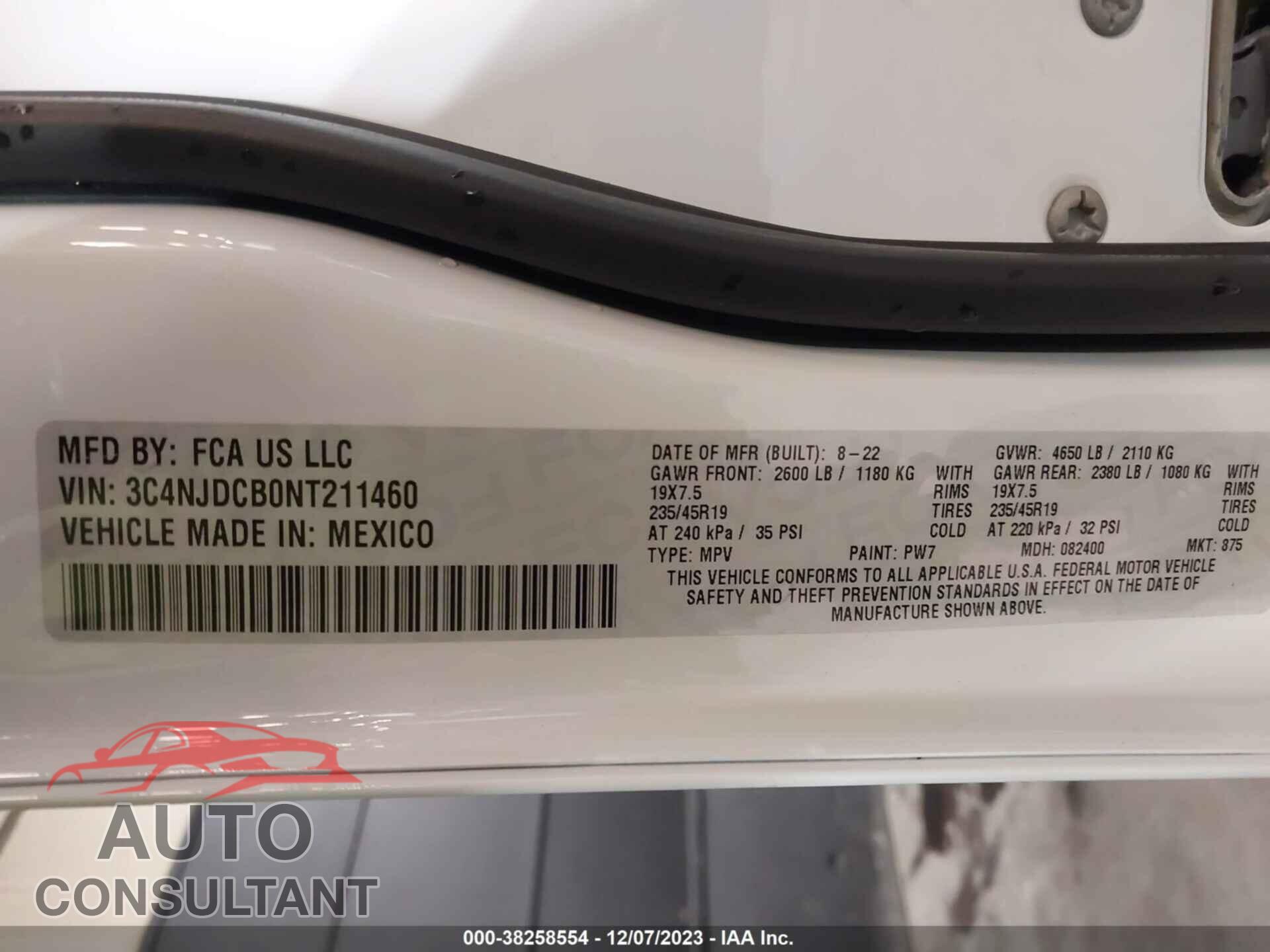 JEEP COMPASS 2022 - 3C4NJDCB0NT211460