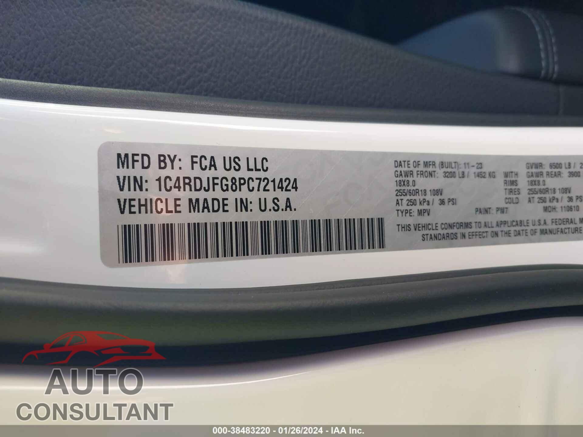 DODGE DURANGO 2023 - 1C4RDJFG8PC721424