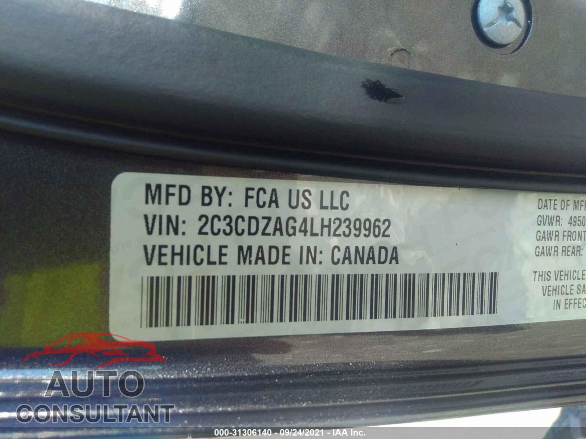 DODGE CHALLENGER 2020 - 2C3CDZAG4LH239962