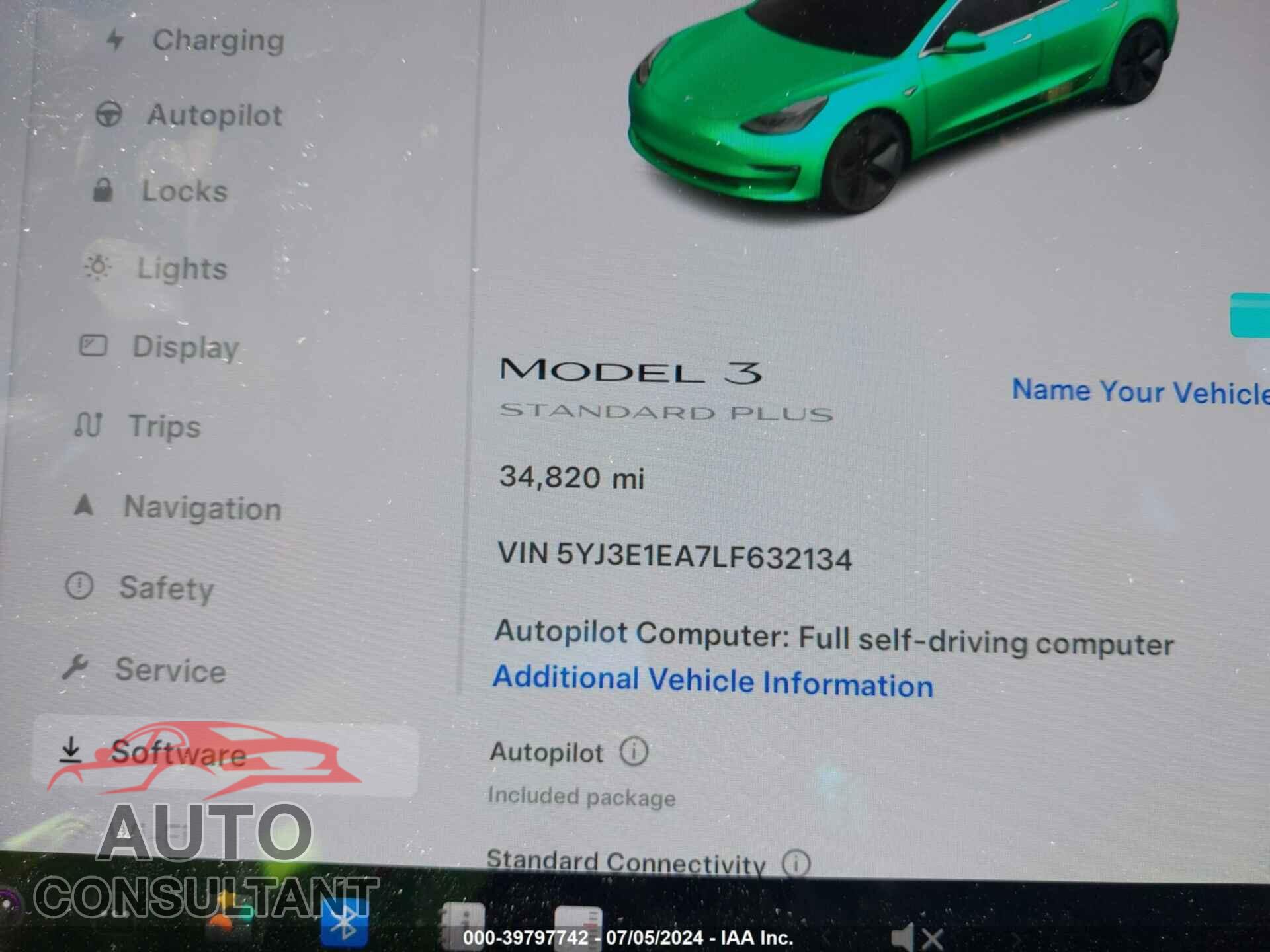 TESLA MODEL 3 2020 - 5YJ3E1EA7LF632134