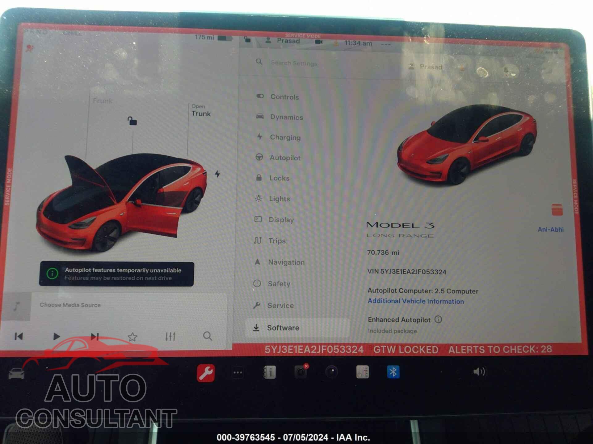 TESLA MODEL 3 2018 - 5YJ3E1EA2JF053324