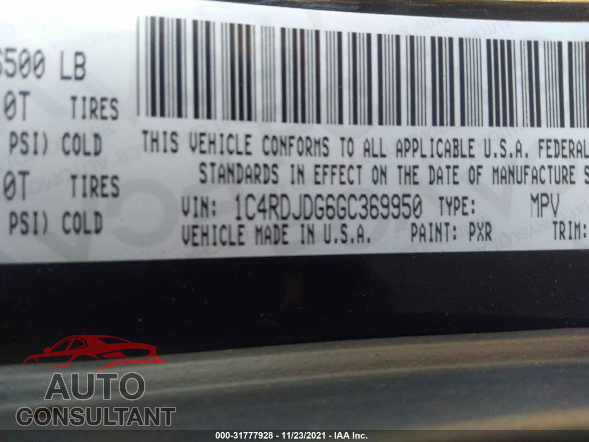 DODGE DURANGO 2016 - 1C4RDJDG6GC369950