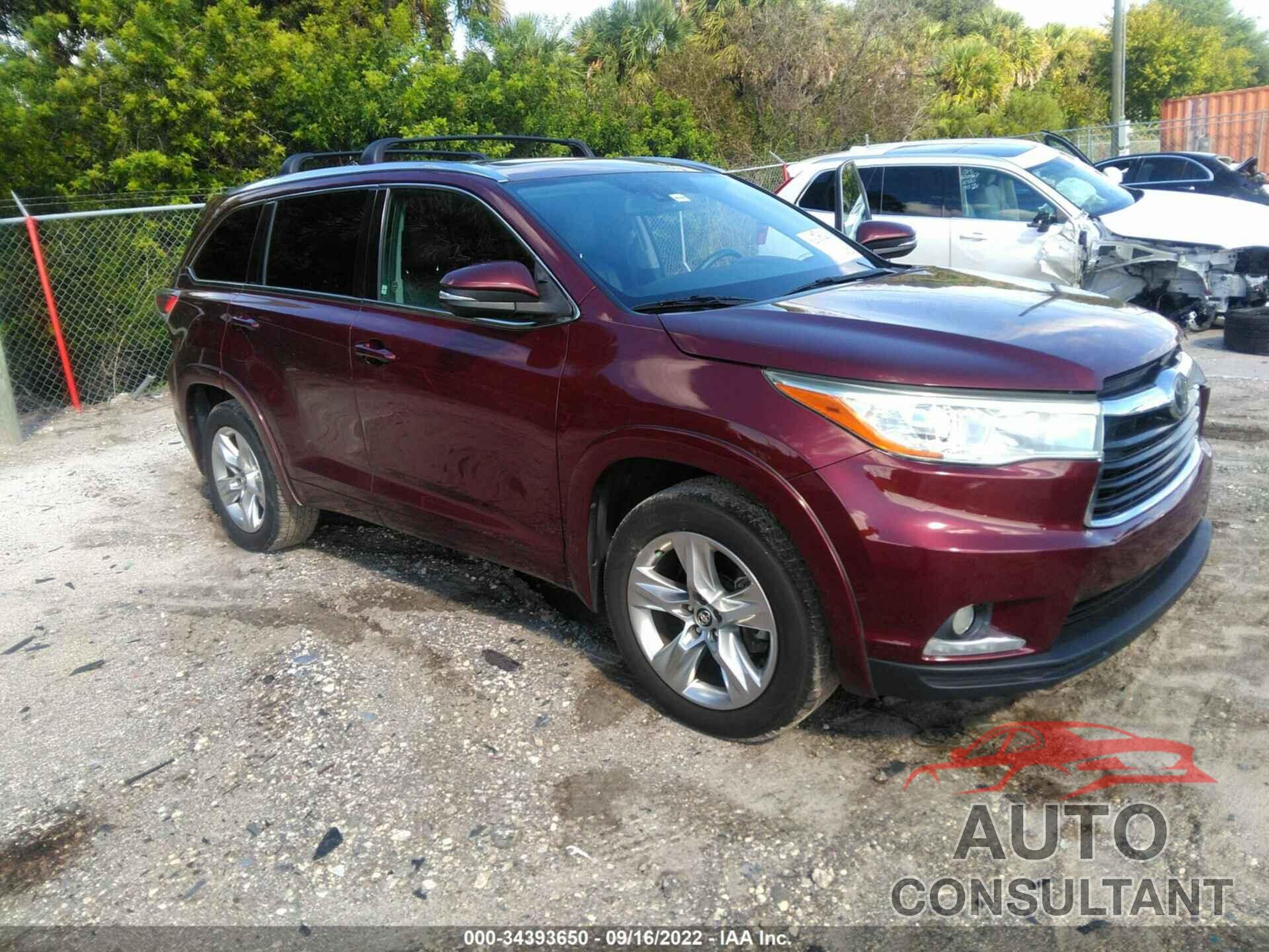TOYOTA HIGHLANDER 2016 - 5TDYKRFH0GS121987