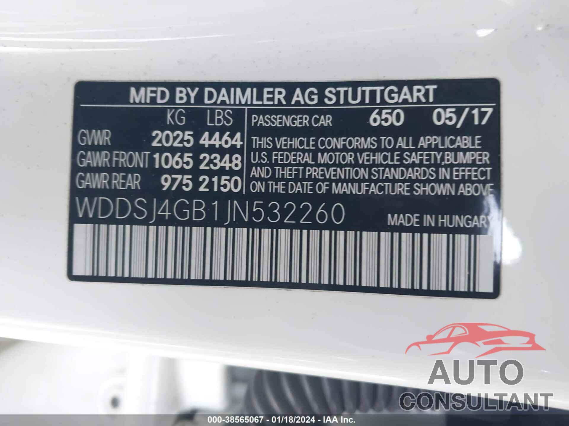 MERCEDES-BENZ CLA 250 2018 - WDDSJ4GB1JN532260