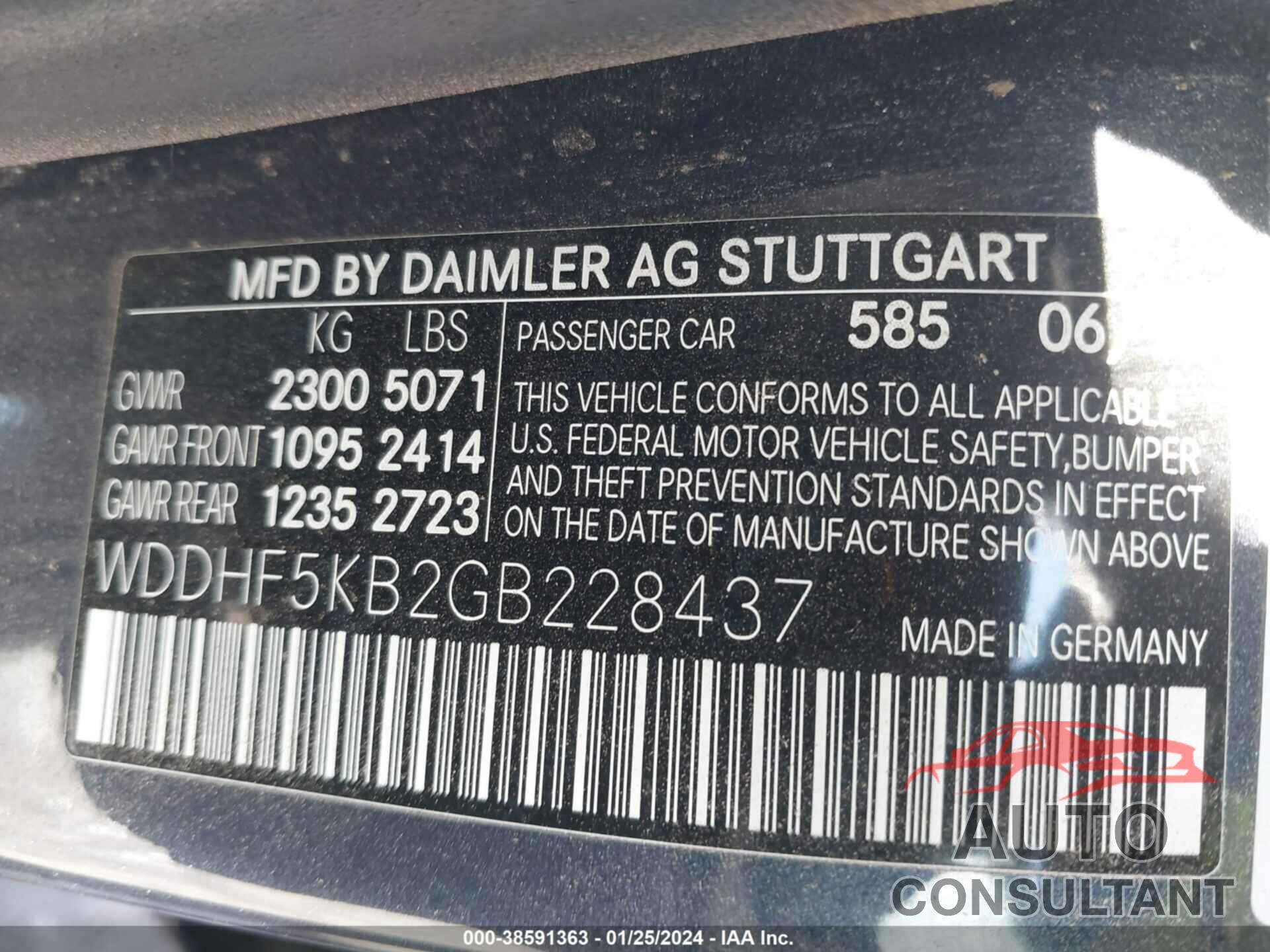 MERCEDES-BENZ E 2016 - WDDHF5KB2GB228437